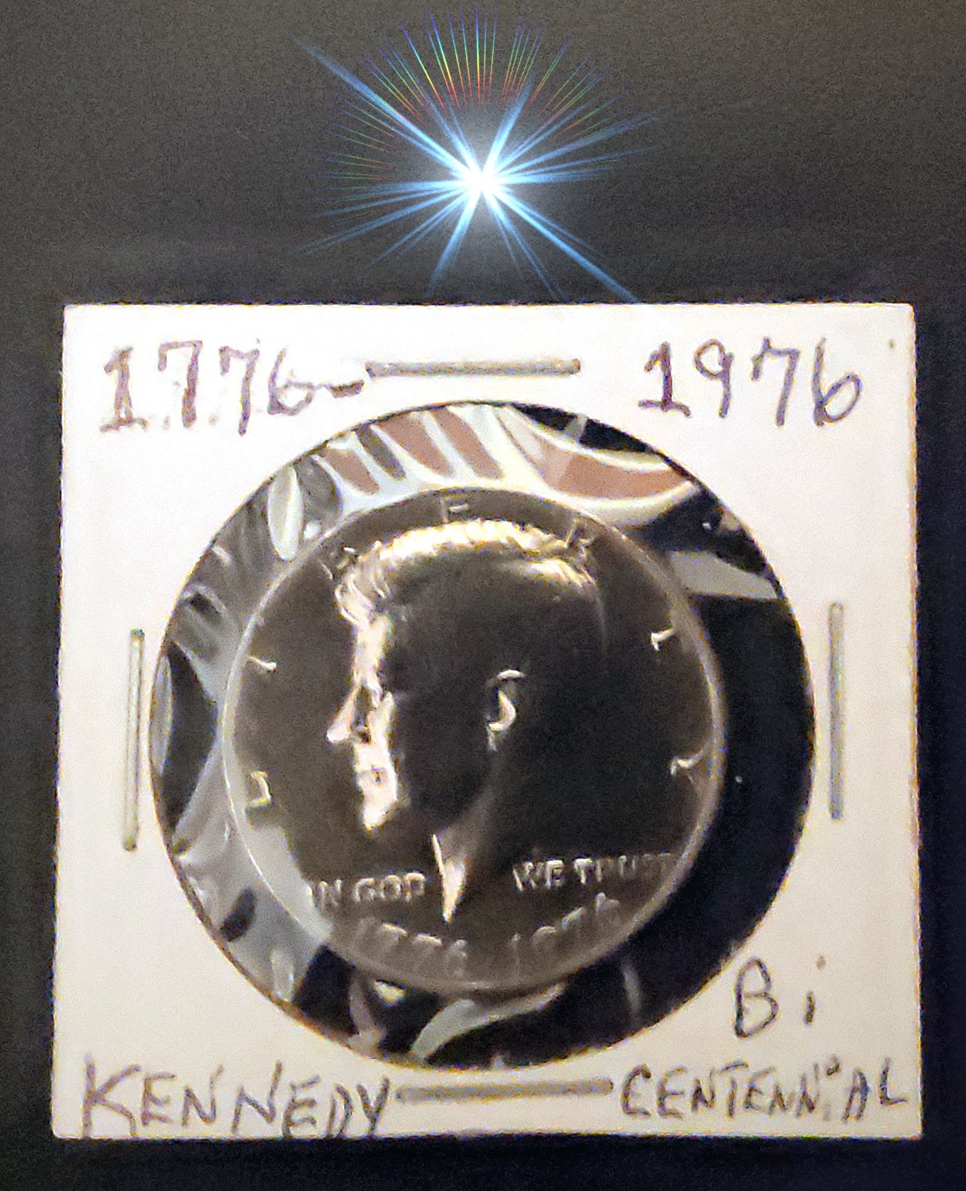 Fermasoldi In Acciaio Inox Con Moneta Mezzo Dollaro Kennedy 1776-1976 &ndash; Placcato Ottone