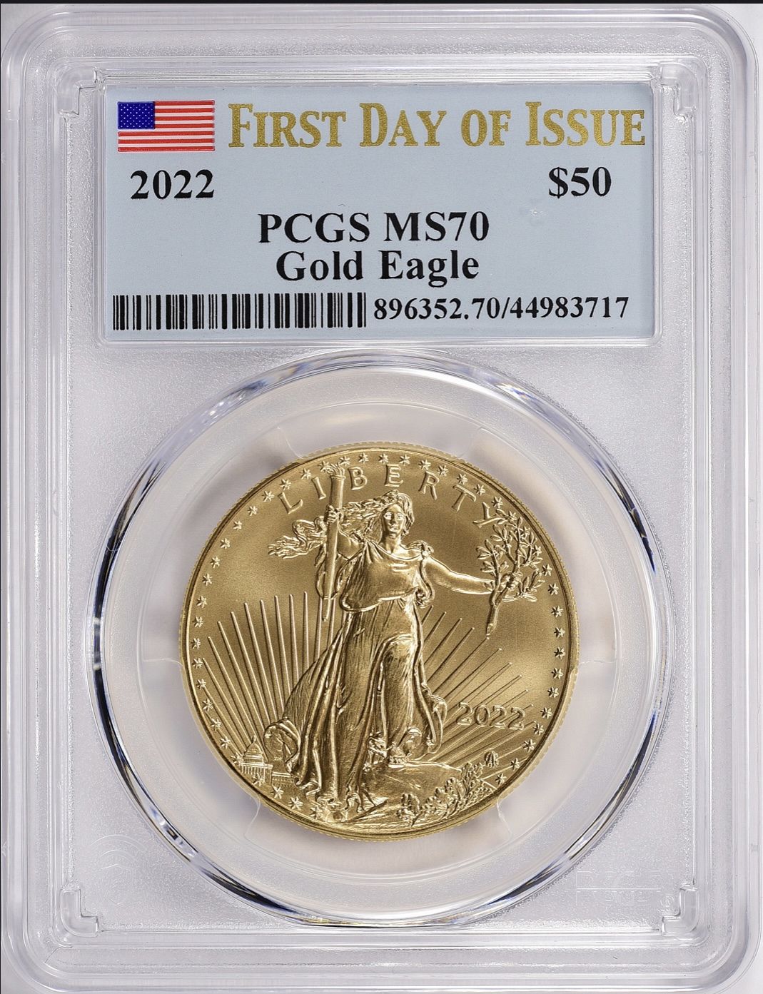 2022 50 GOLD EAGLE FIRST DAY OF ISSUE PCGS MS 70 For Sale, Buy Now
