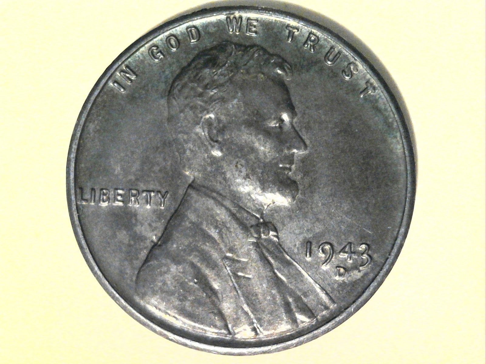 1943 D Steel Lincoln Wheat Cent---AU Details, some reverse corrosion ...