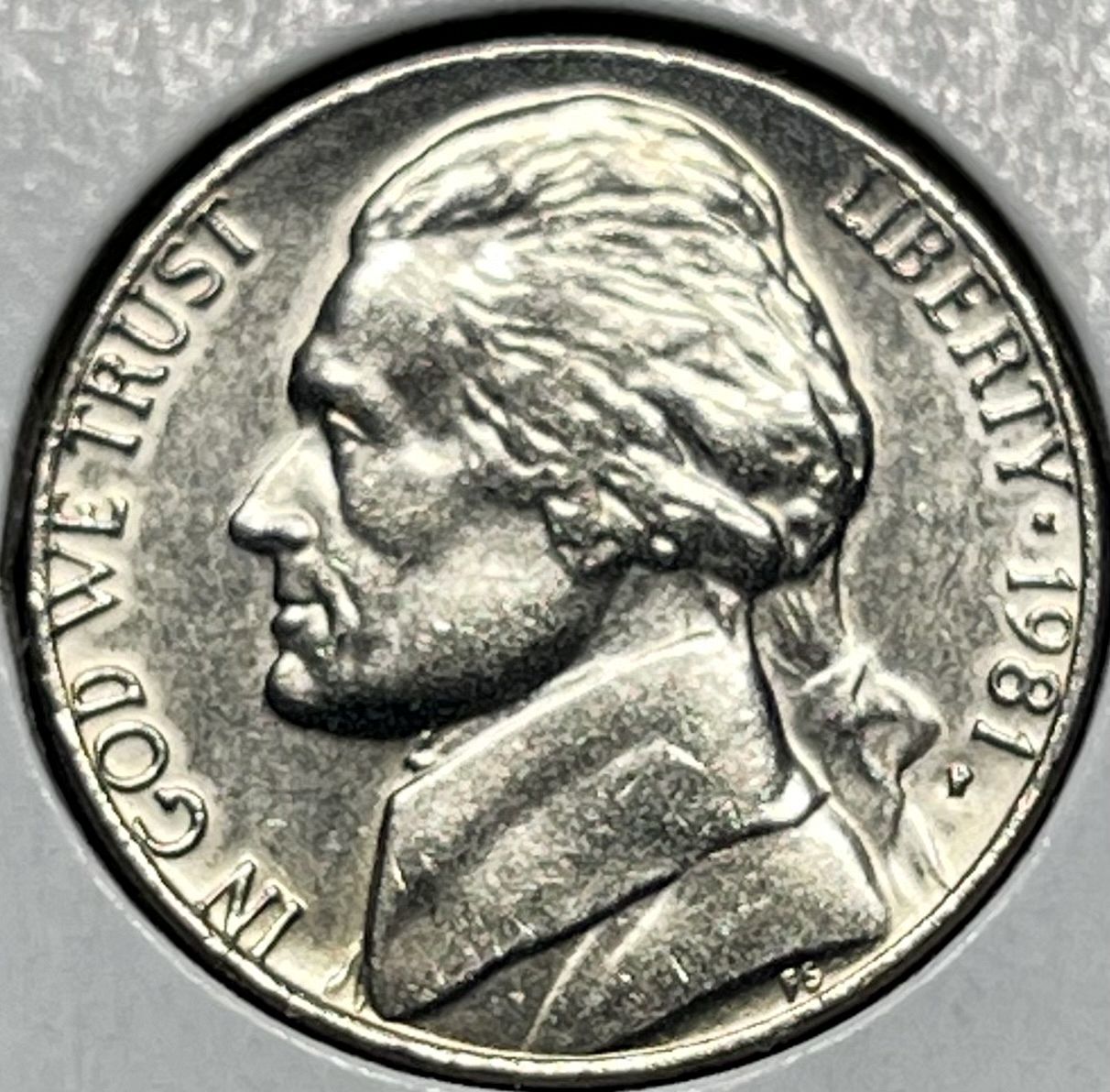 1981-P Jefferson US Nickel - Pulled Directly from Uncirculated Mint Set