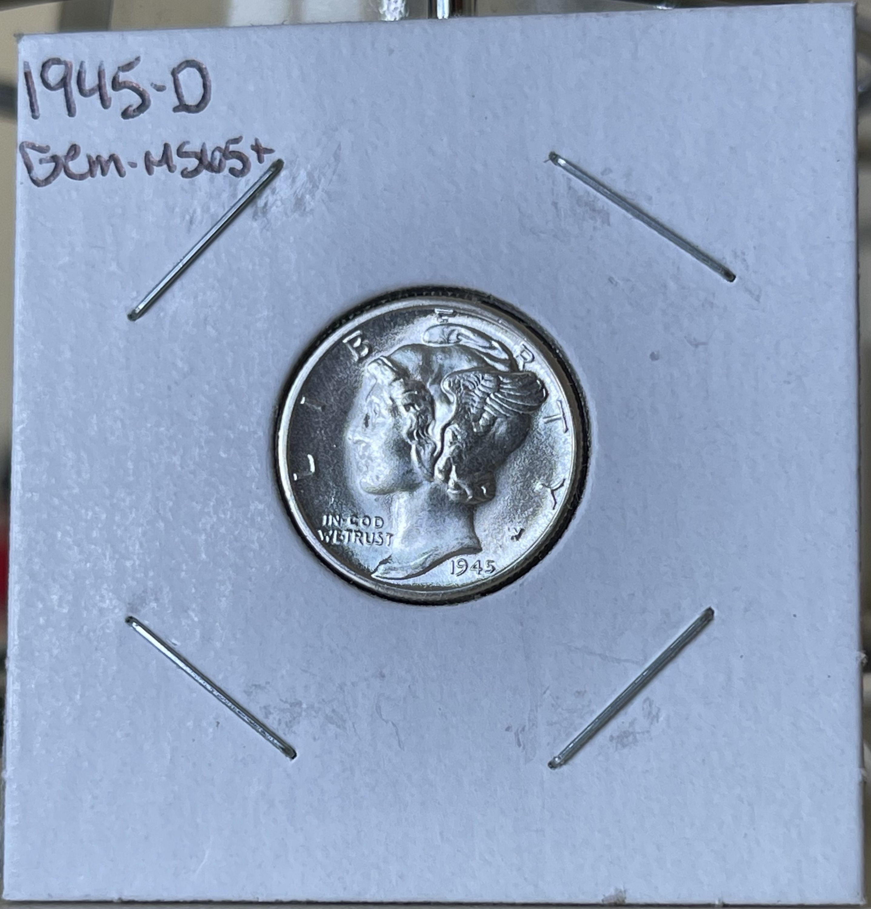 1945-D Gem Brilliant Uncirculated MS65 Mercury US Silver Dime - For ...