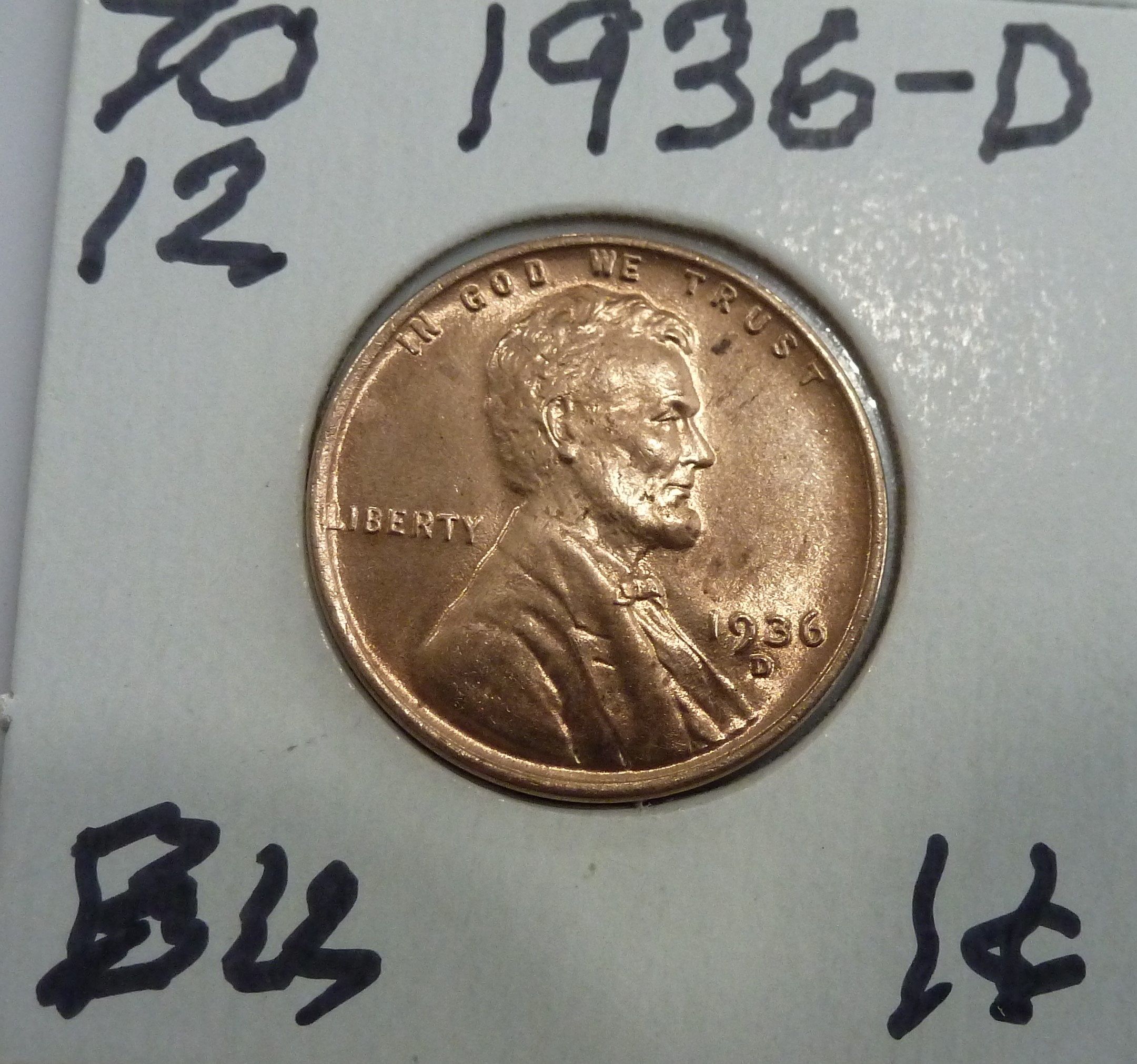 1936-D RED Uncirculated Lincoln Wheat Cent (70-12) - For Sale, Buy Now ...