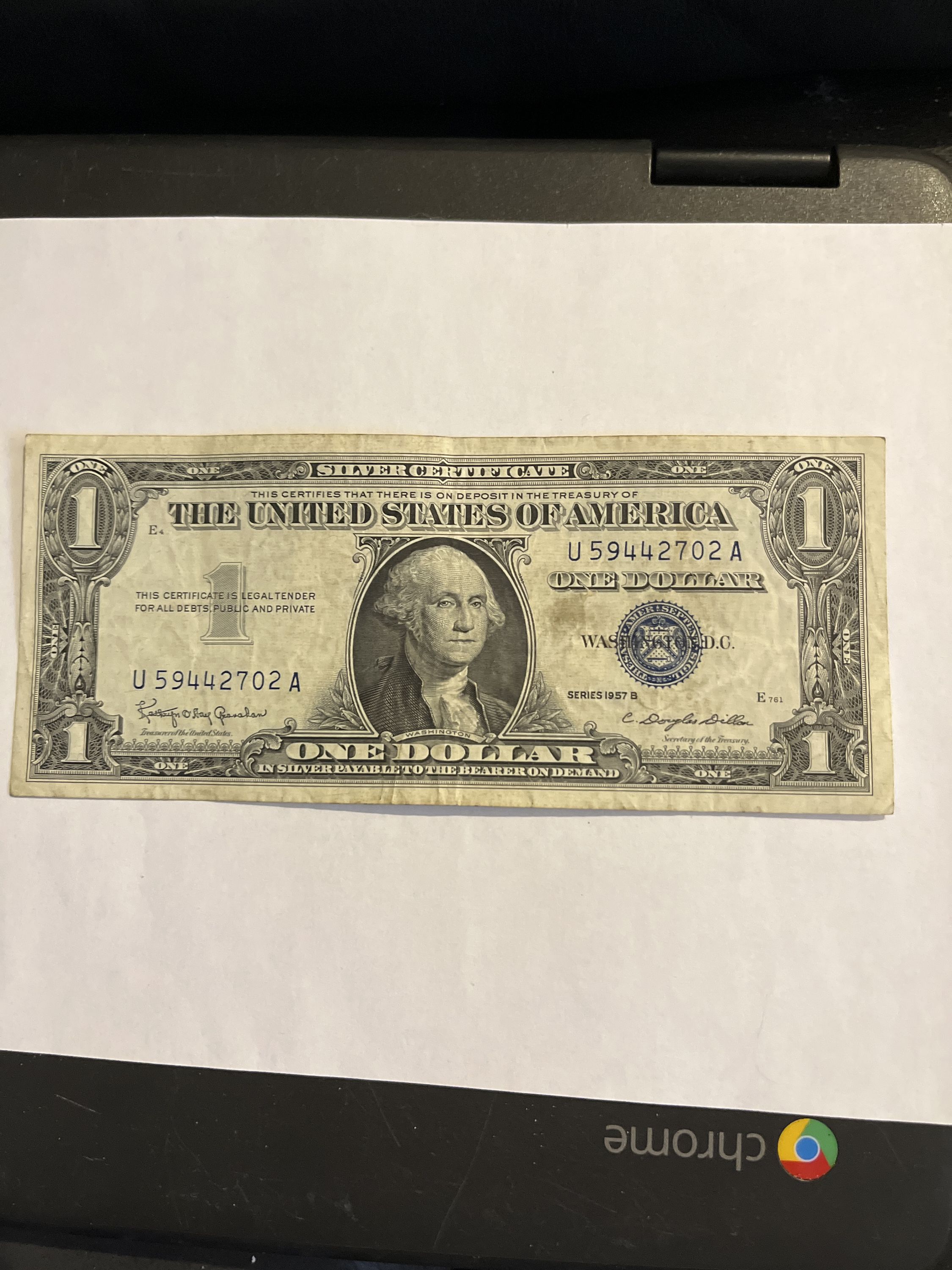Silver Certificate $1 Bill 1957B For Sale Buy Now Online Item #732048