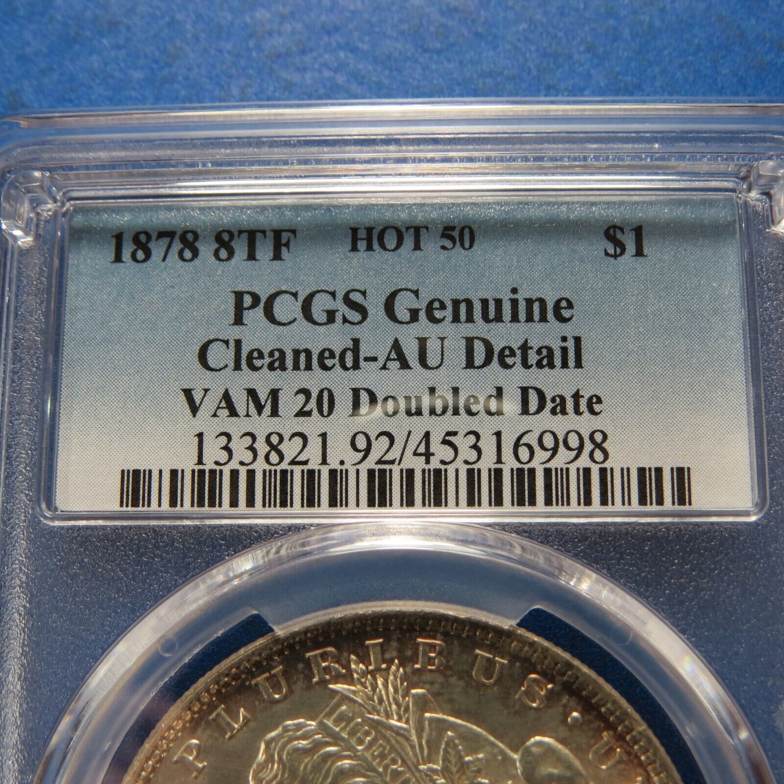 1878 8TF MORGAN SILVER DOLLAR -PCGS AU DETAIL VAM 20 DOUBLE DATE