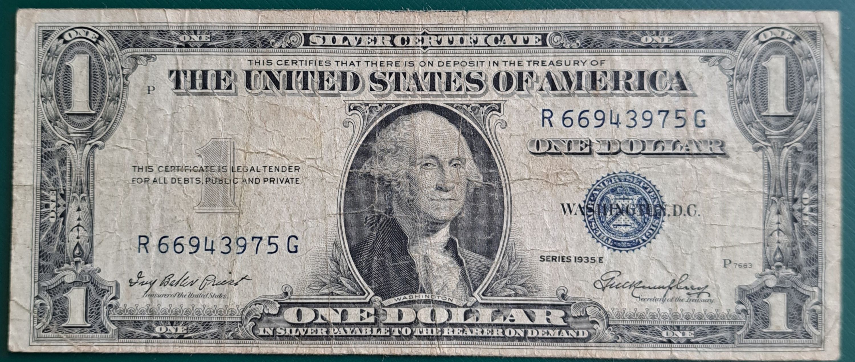 1935 E Silver Certificate $1 00 Bi For Sale Buy Now Online Item