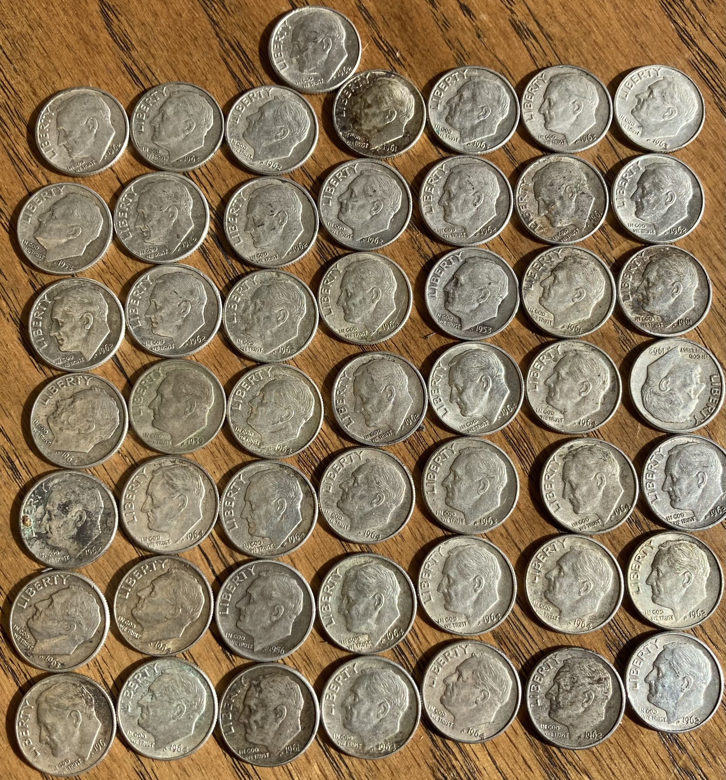 1 roll 50 assorted silver Roosevelt dimes - For Sale, Buy Now Online ...