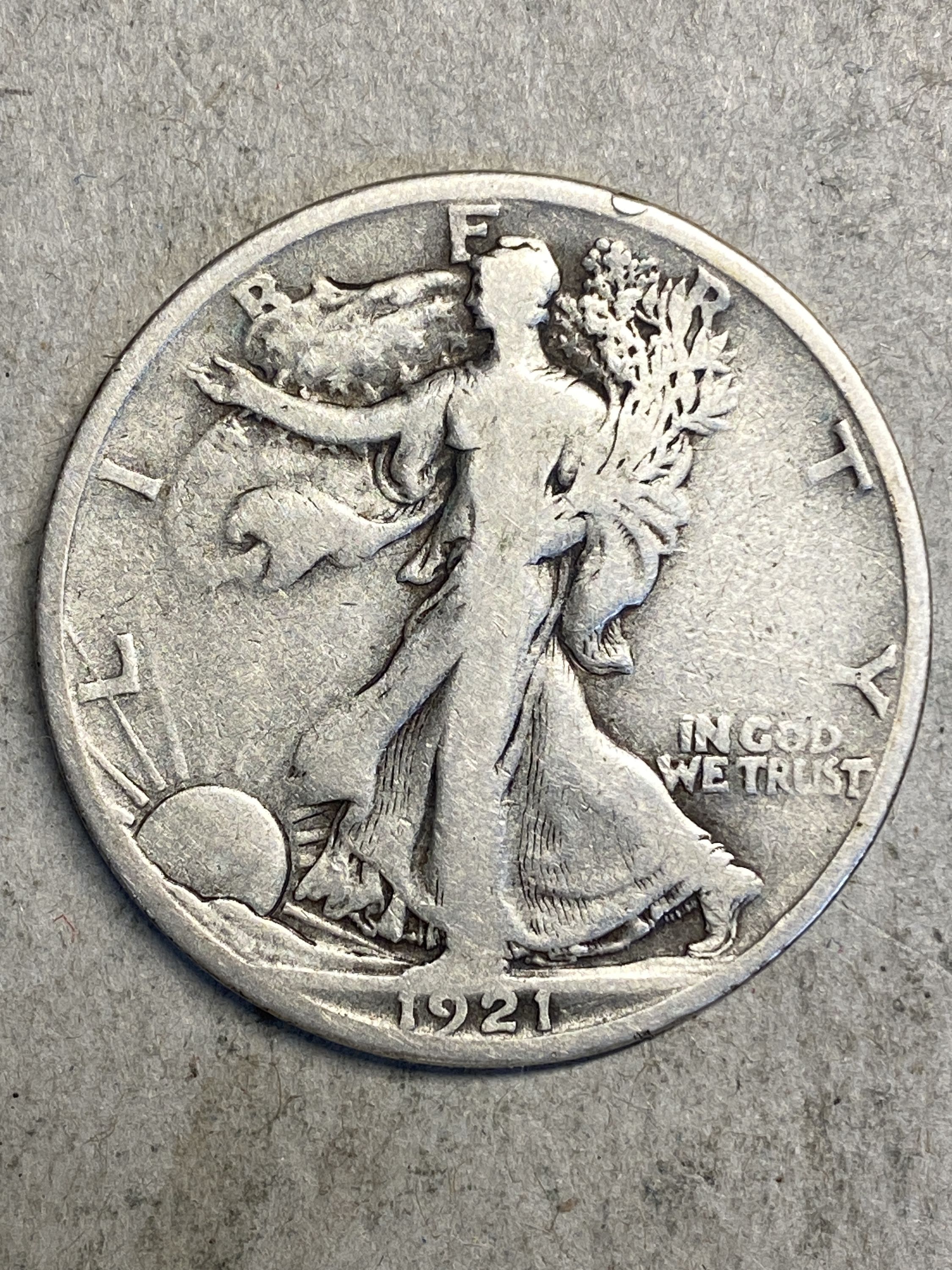 1921-S Walking Liberty Silver Half Dollar VG+/F - For Sale, Buy Now ...