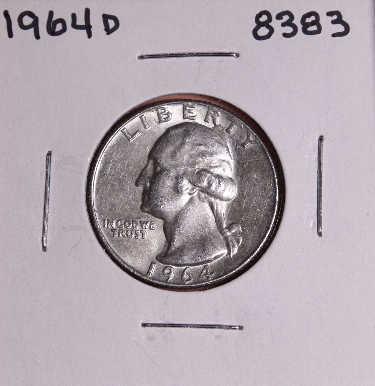 1964 D WASHINGTON QUARTER #8383 - For Sale, Buy Now Online - Item #836108