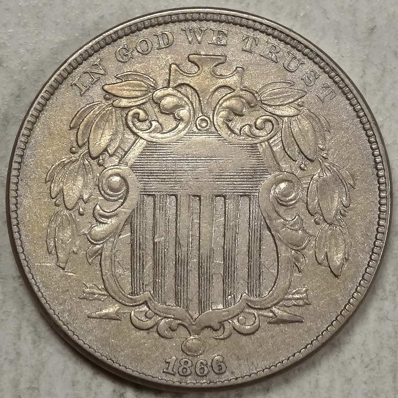1866 Shield Nickel, FS-306/401, F-09, Repunched Date