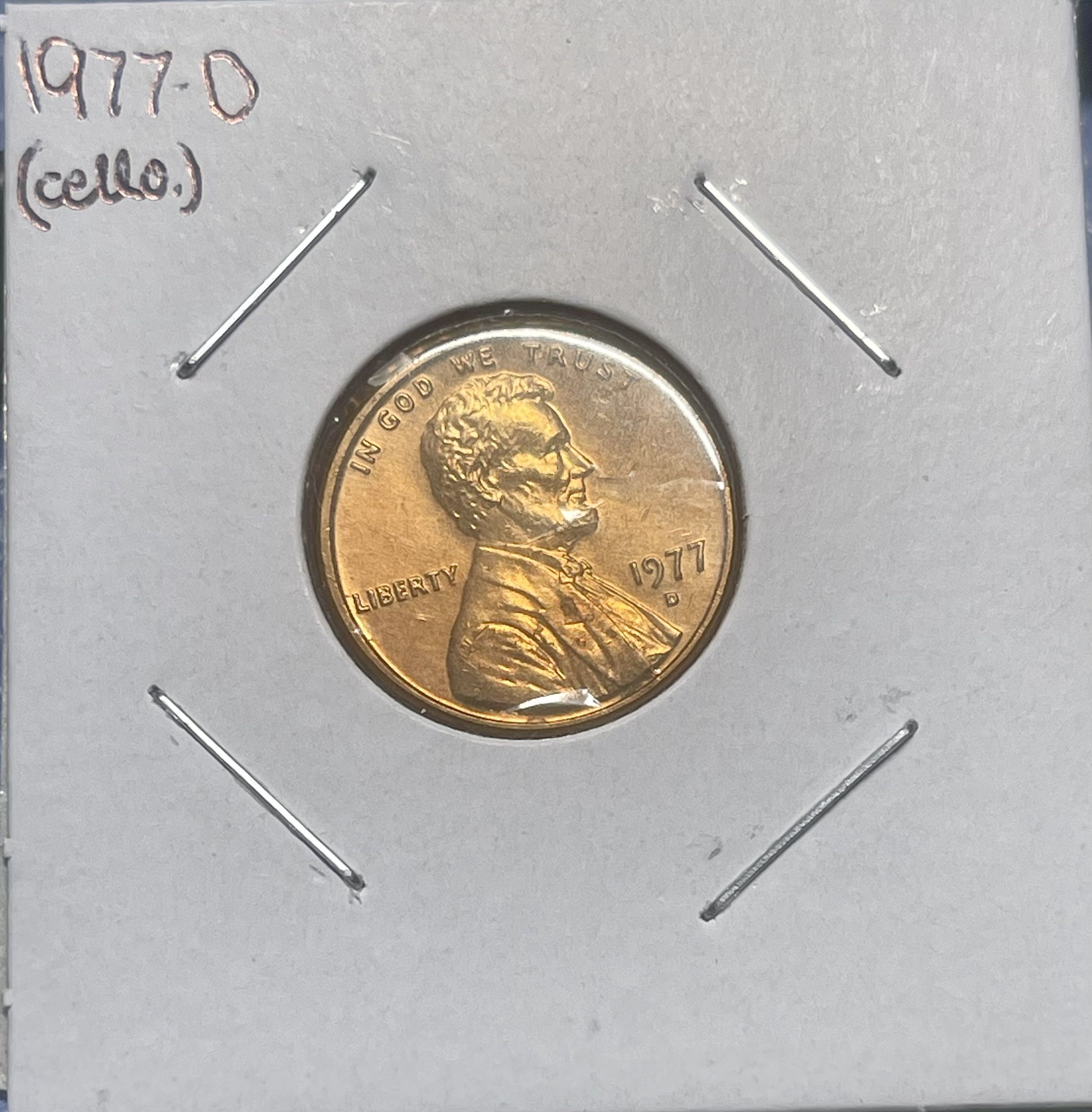 1977-D Lincoln Memorial Cent ~ BU/MS60+ Condition Still in Cellophane ...
