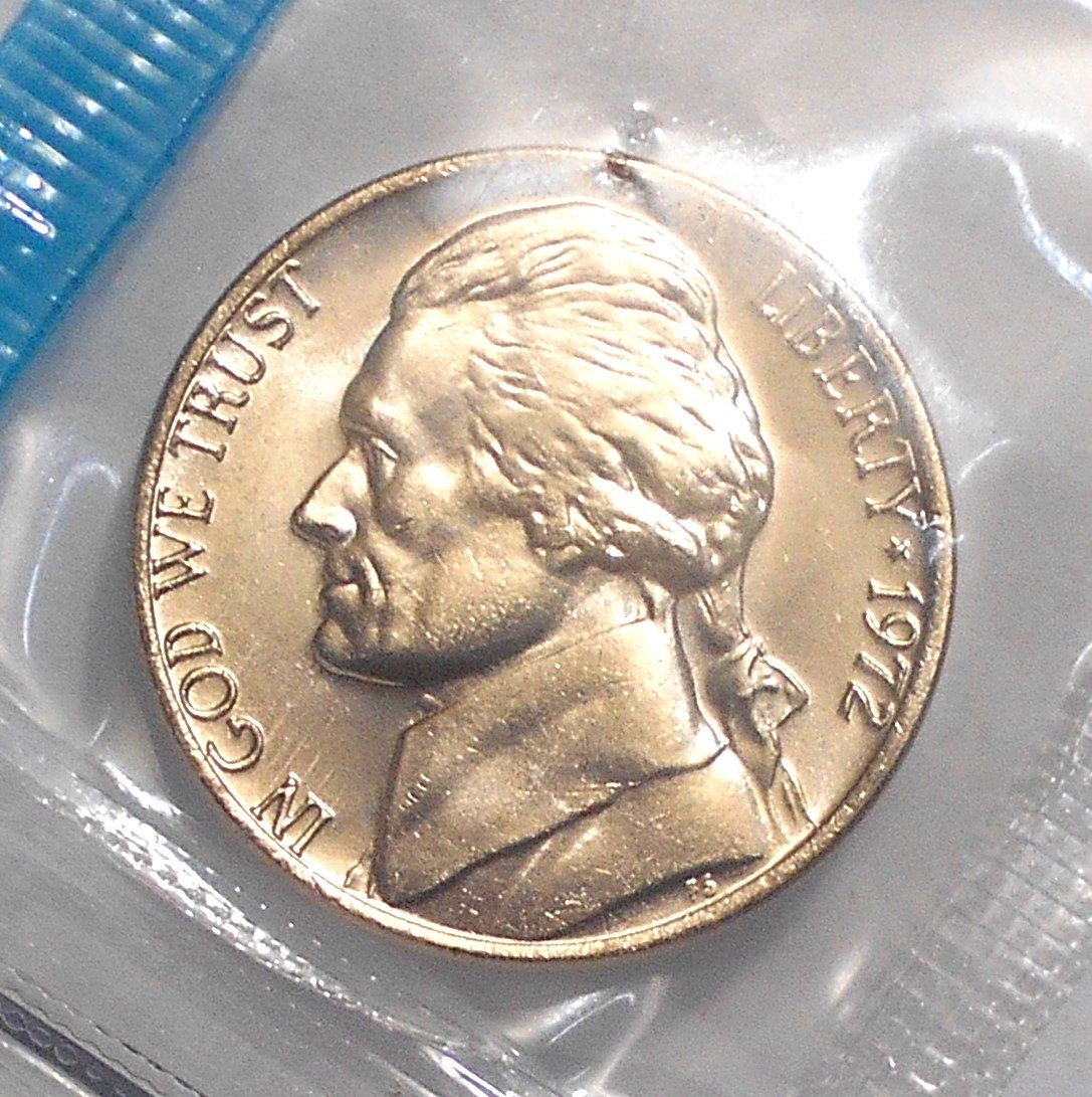 1972 P Jefferson nickel in orig US Mint cello For Sale, Buy Now