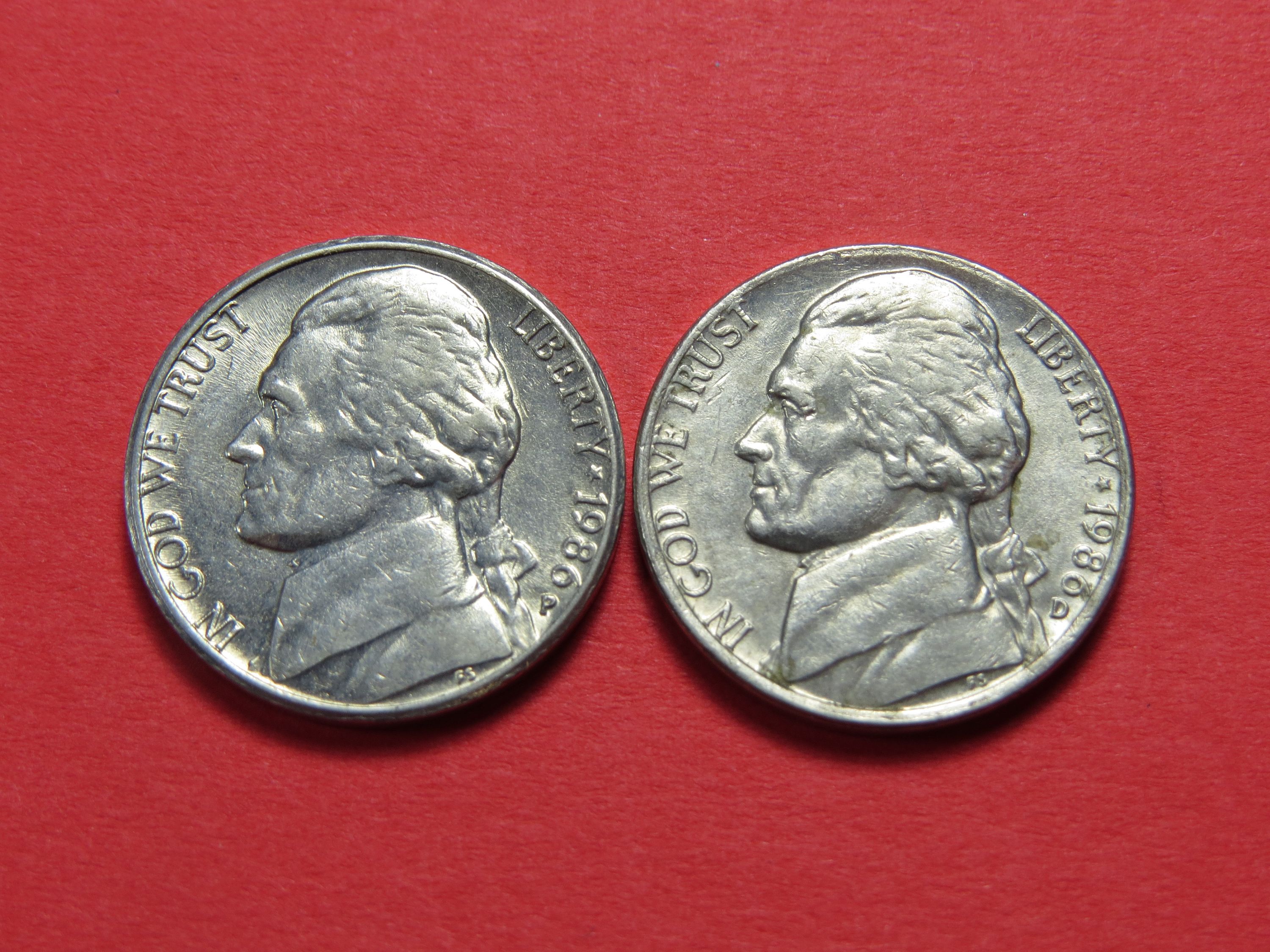 1986-P & 1986-D JEFFERSON NICKELS ~ (LOT OF 2 COINS) ~ LOT H229 - For ...