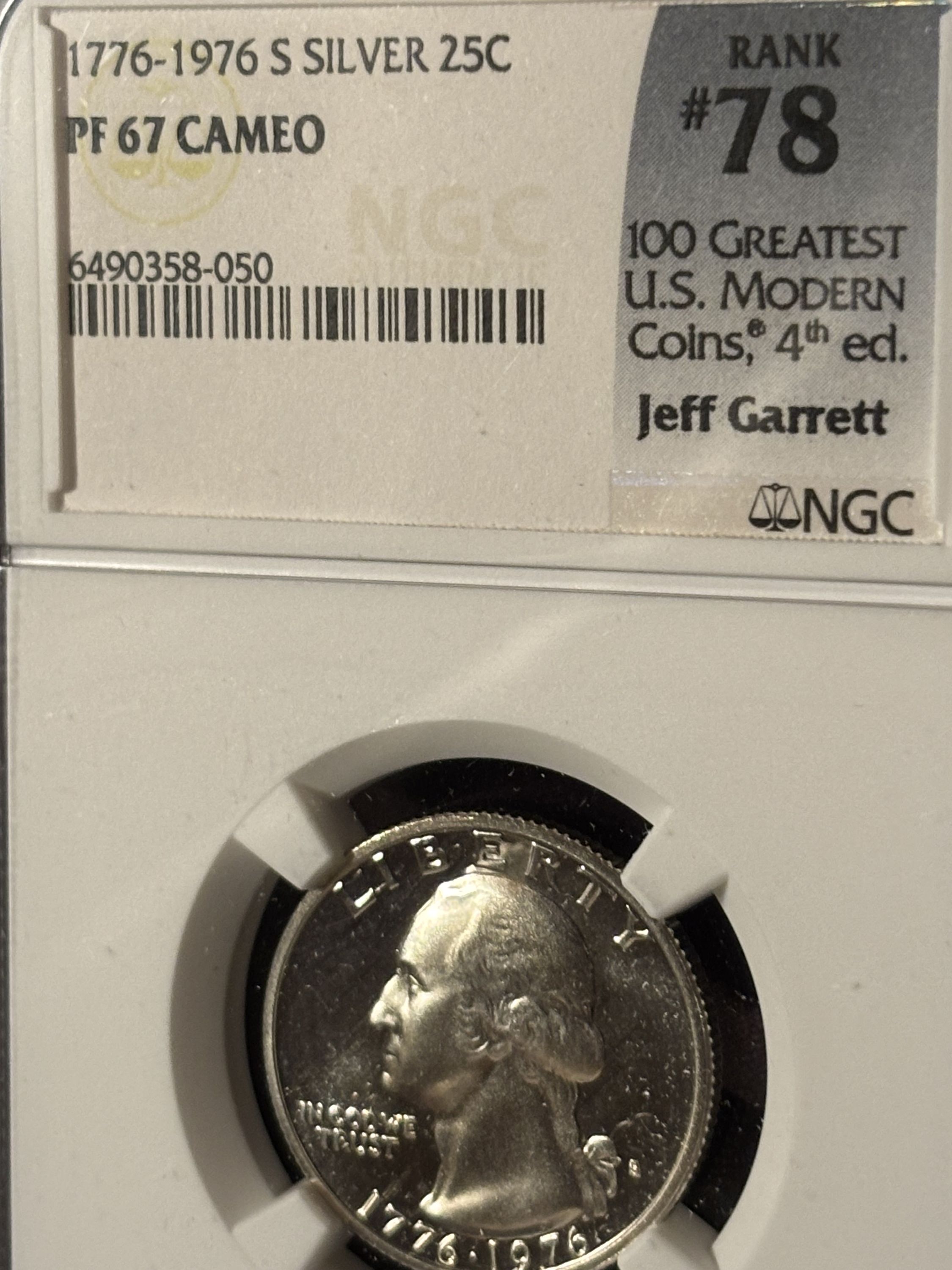 1976 US BICENTENNIAL SILVER QUARTER DOLLAR NGC PR 67 CAMEO
