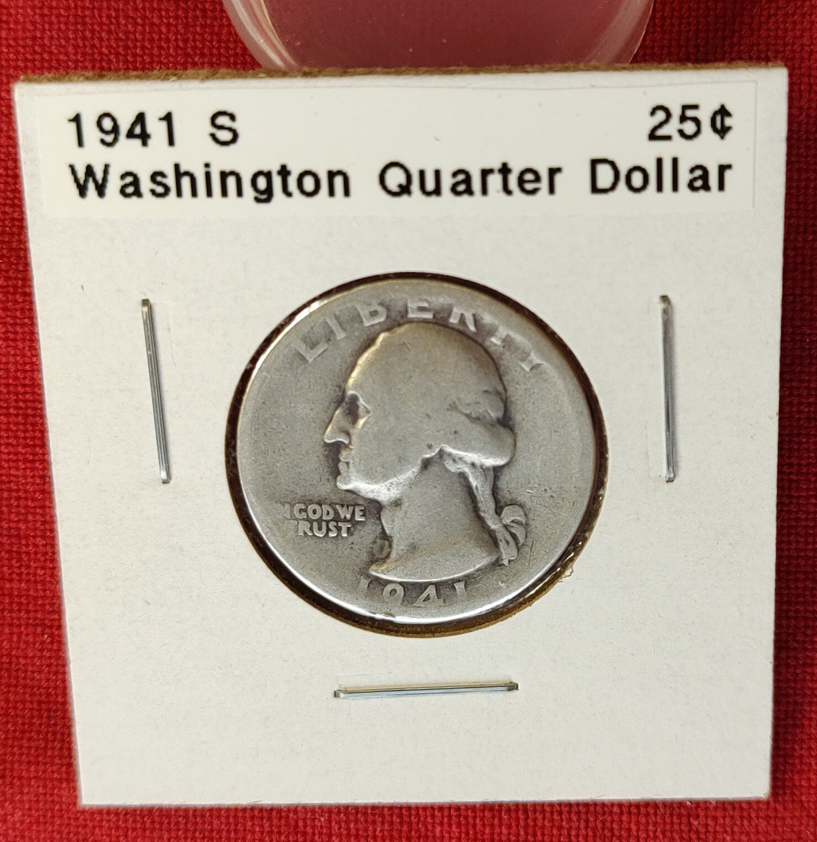 1941 S Washington Quarter Dollar - Free Shipping for additional coins ...