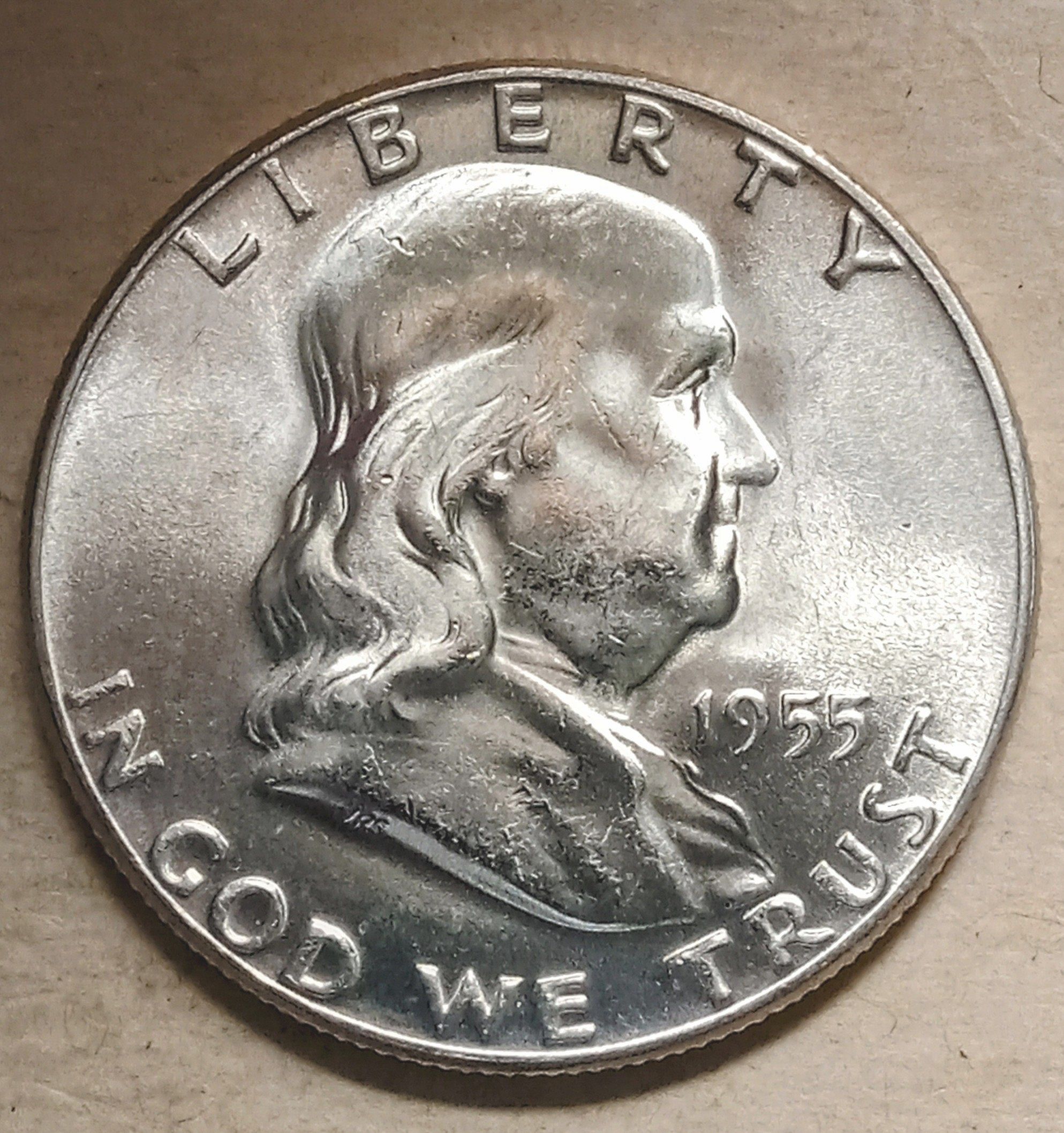 1955 50C, FBL (Regular Strike) Franklin Half Dollar - PCGS