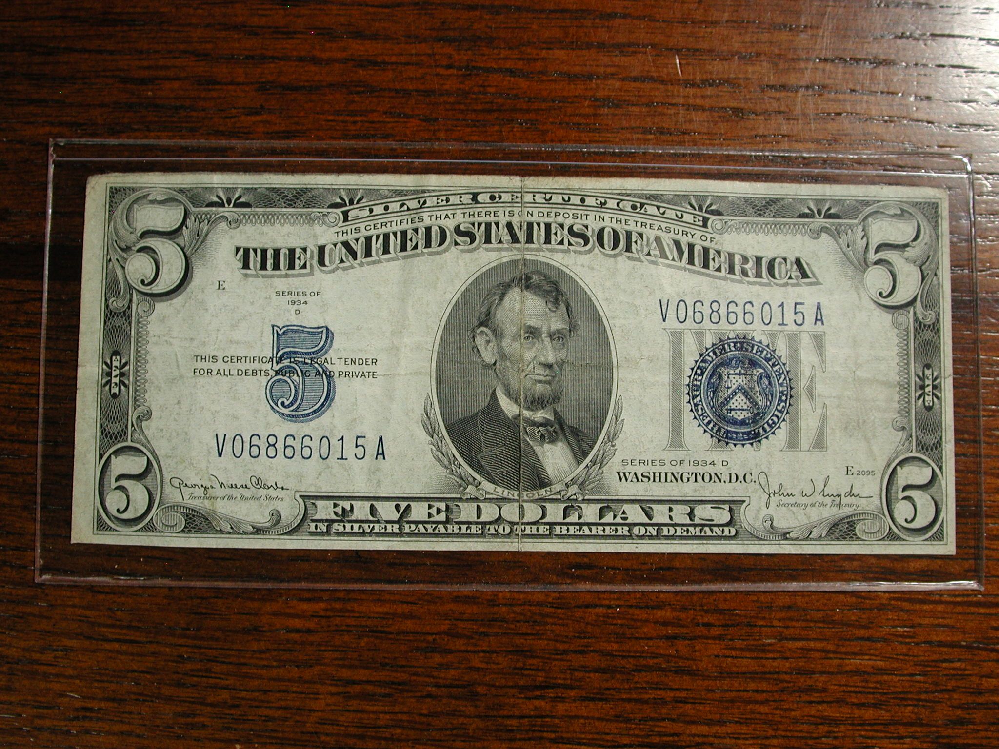 1934d 5 00 Silver Certificate NICE For Sale Buy Now Online Item