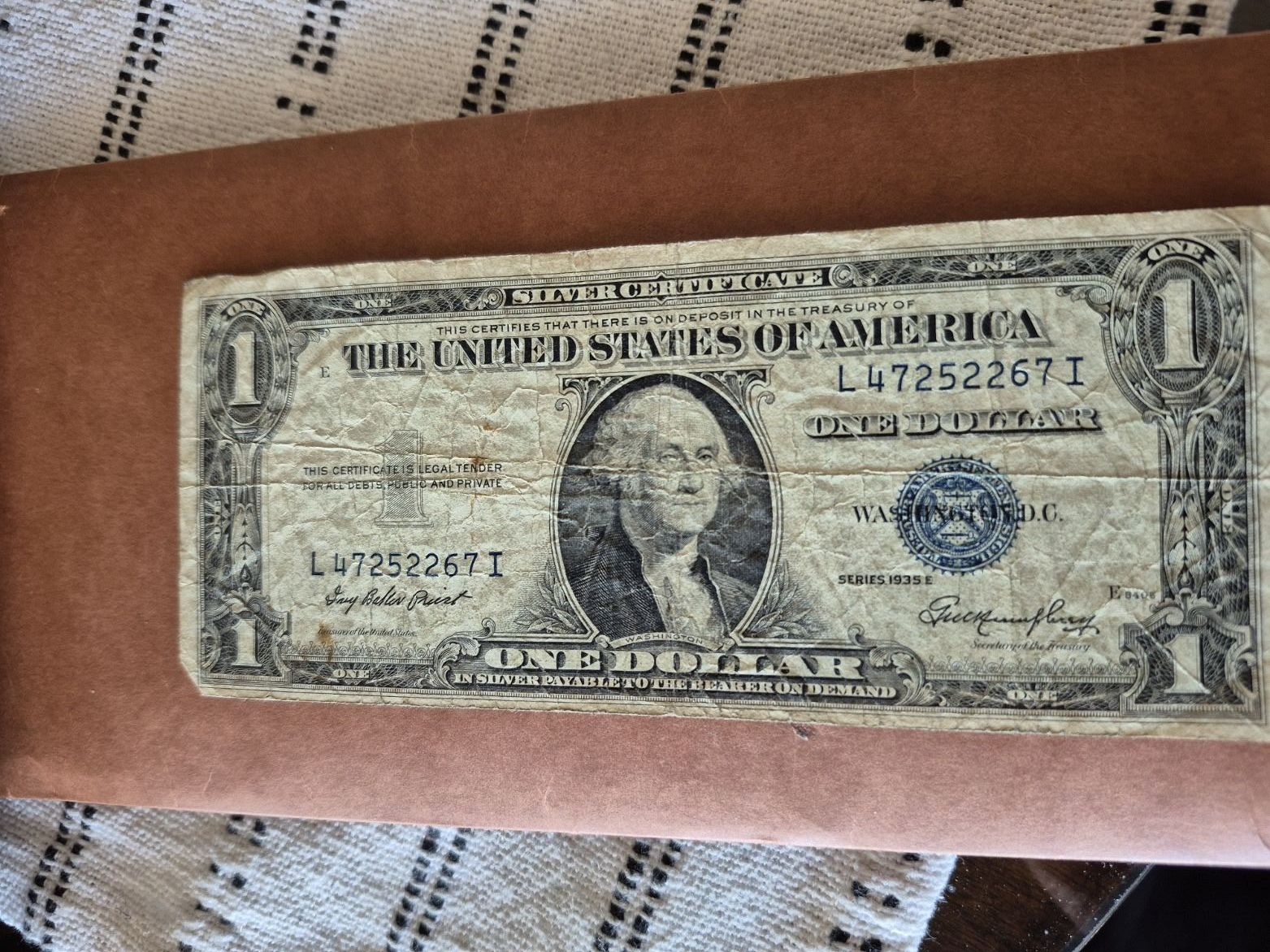 1935 E1 Dollar Silver Certificate For Sale Buy Now Online Item #937525