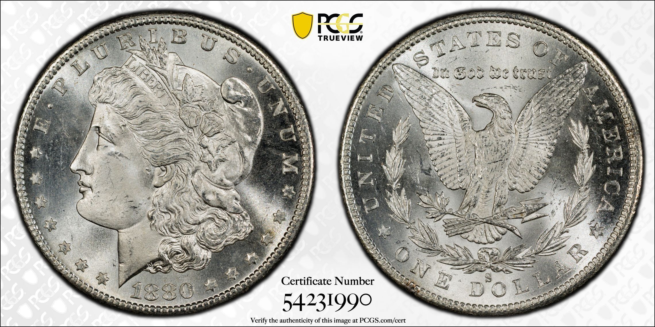 1880-S Morgan Silver Dollar 90% Silver PCGS MS65 Popping Luster