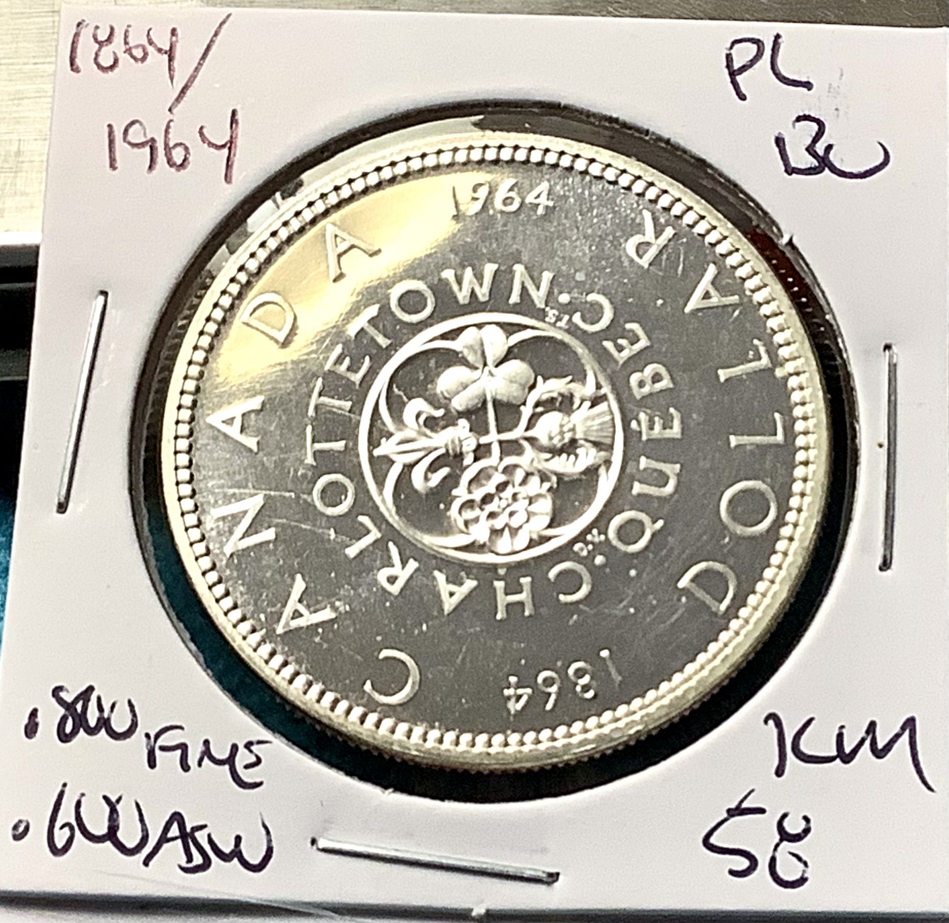 1964 Canada .800 Fine Silver Dollar Lustrous Choice PL BU KM58 w