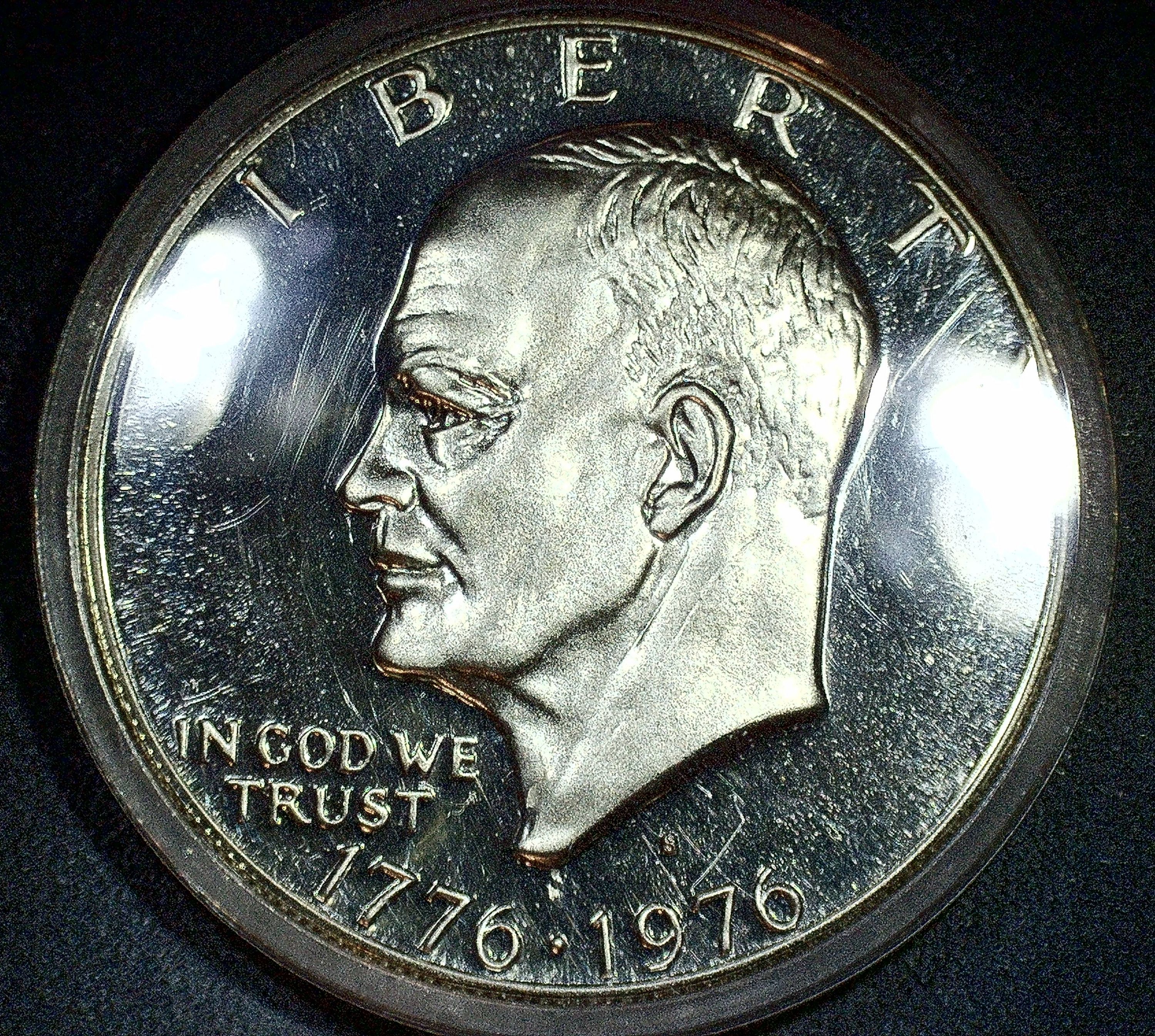 1976 S Eisenhower Dollars: 40% Silver - Type 1 - Low Relief - Bold