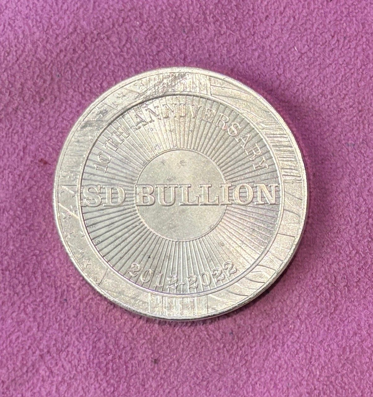 SD Bullion 10th Anniversary Round, 1 Troy Ounce Fine Silver - For