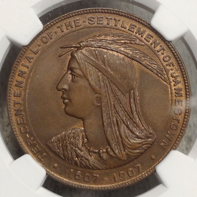 HK-346, 1907 Jamestown Exposition Official Medal, Bronze, NGC MS