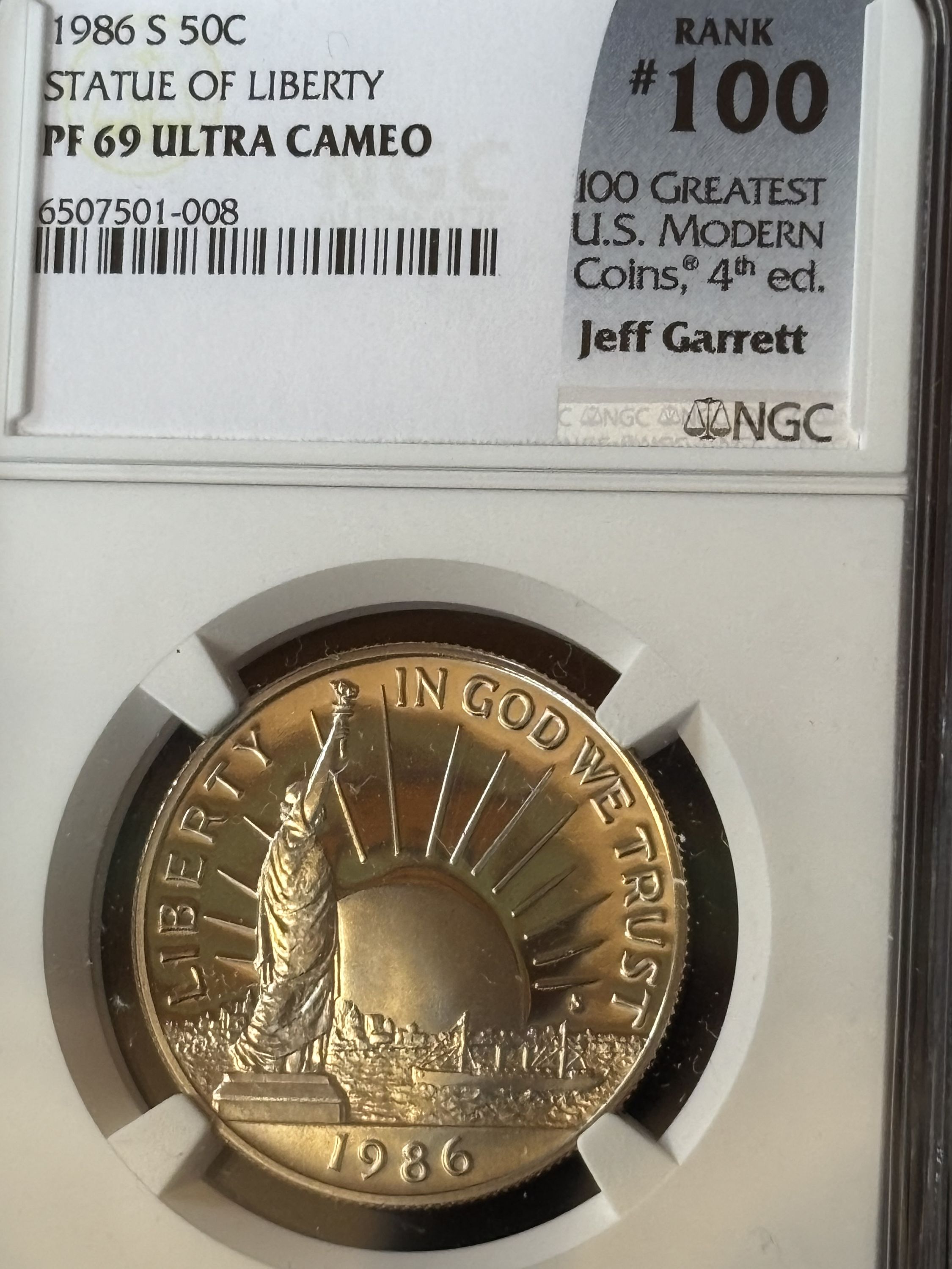 1986 S .50 C. STATUE OF LIBERTY - NGC PF 69 ULTRA CAMEO --- 100