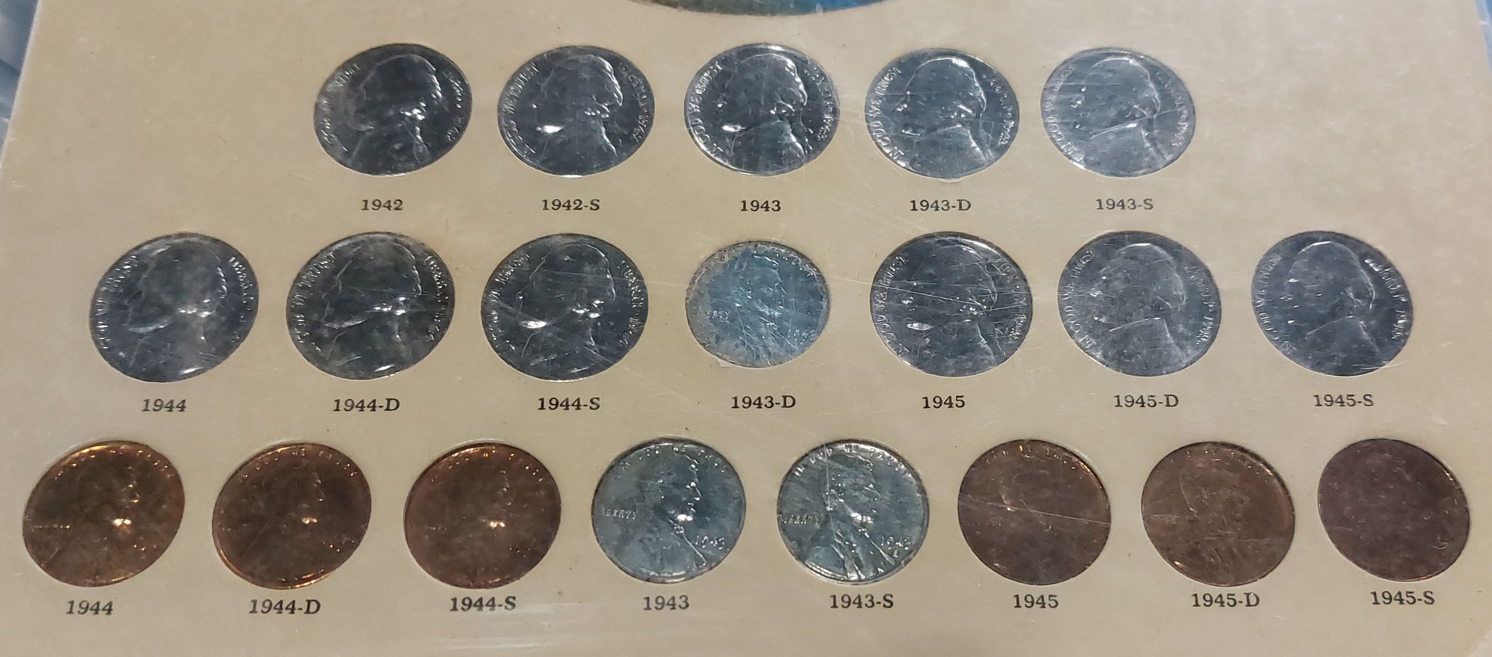 US Wartime Coinage Set 11 Silver War Nickels+Steel Cent - 20 Coins