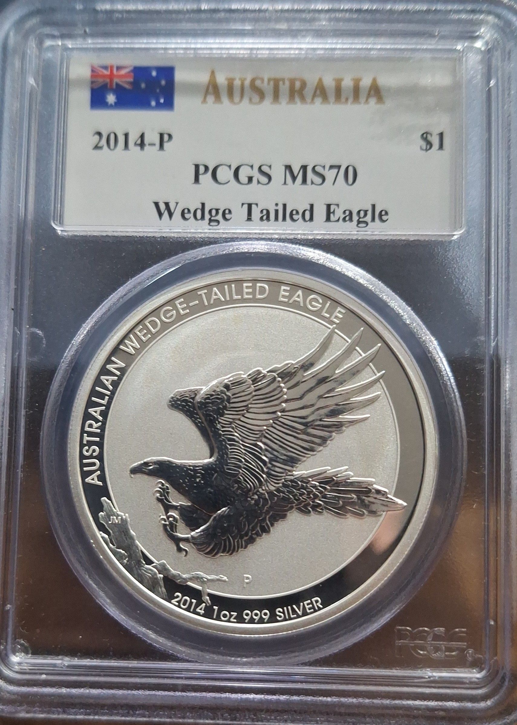2014 Australia Wedged Tail Eagle Silver Dollar Mercanti Signed