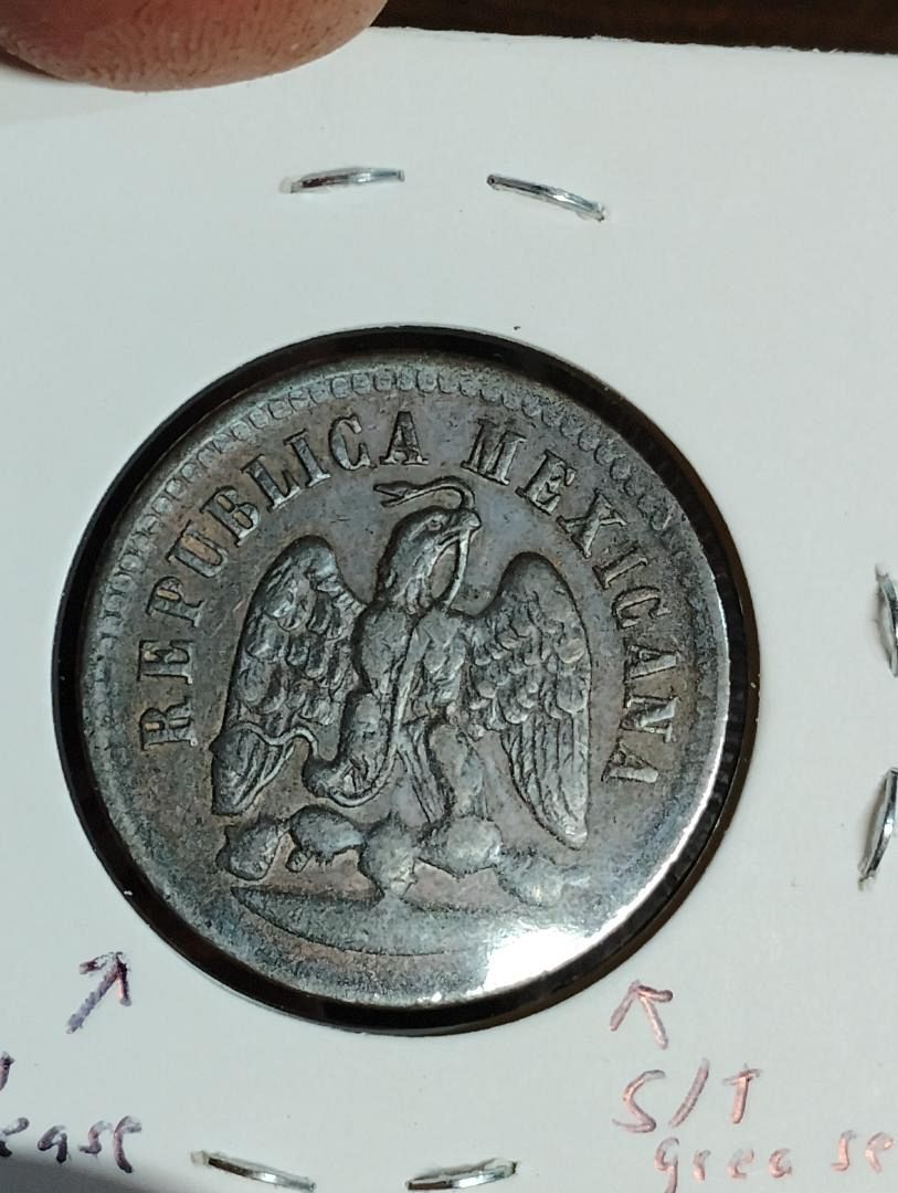 1890 mexico mo mint struck through grease on obv. & rev. 1-centavo