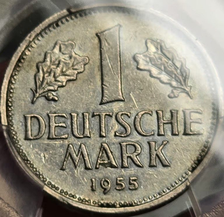 1955G Germany 1 Mark PCGS AU55; *KEY DATE COIN!* RARE! - For Sale