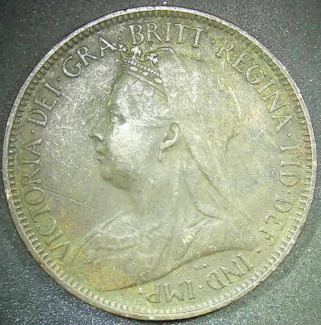 1901 Great Britain Half Penny Queen Victoria Old Head Bronze Coin