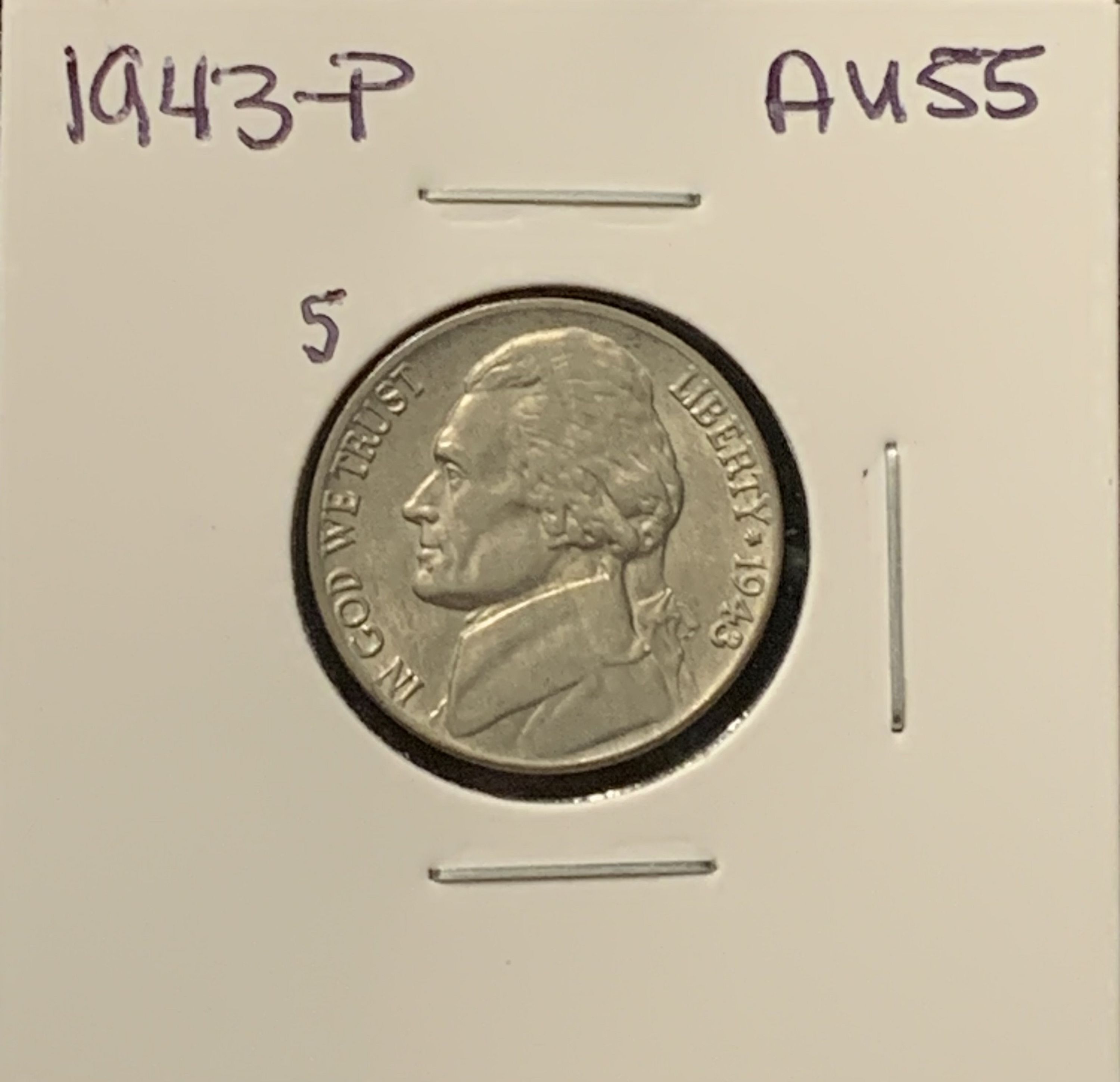 1943-P JEFFERSON NICKEL AU55 BIN 9.25 - For Sale, Buy Now Online
