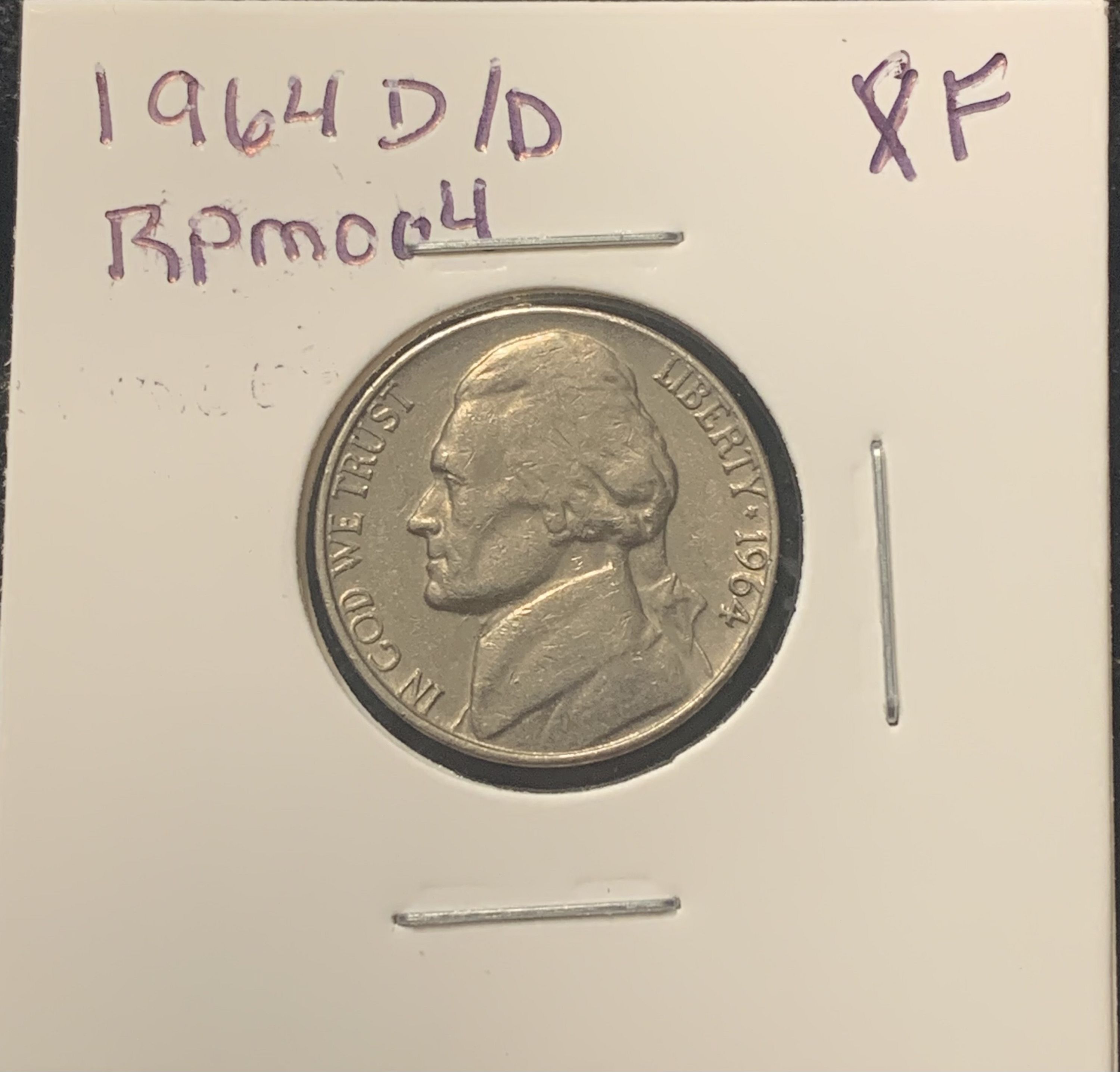 1964-D/D JEFFERSON NICKEL RPMOO4 ? XF COND BIN .25 - For Sale, Buy