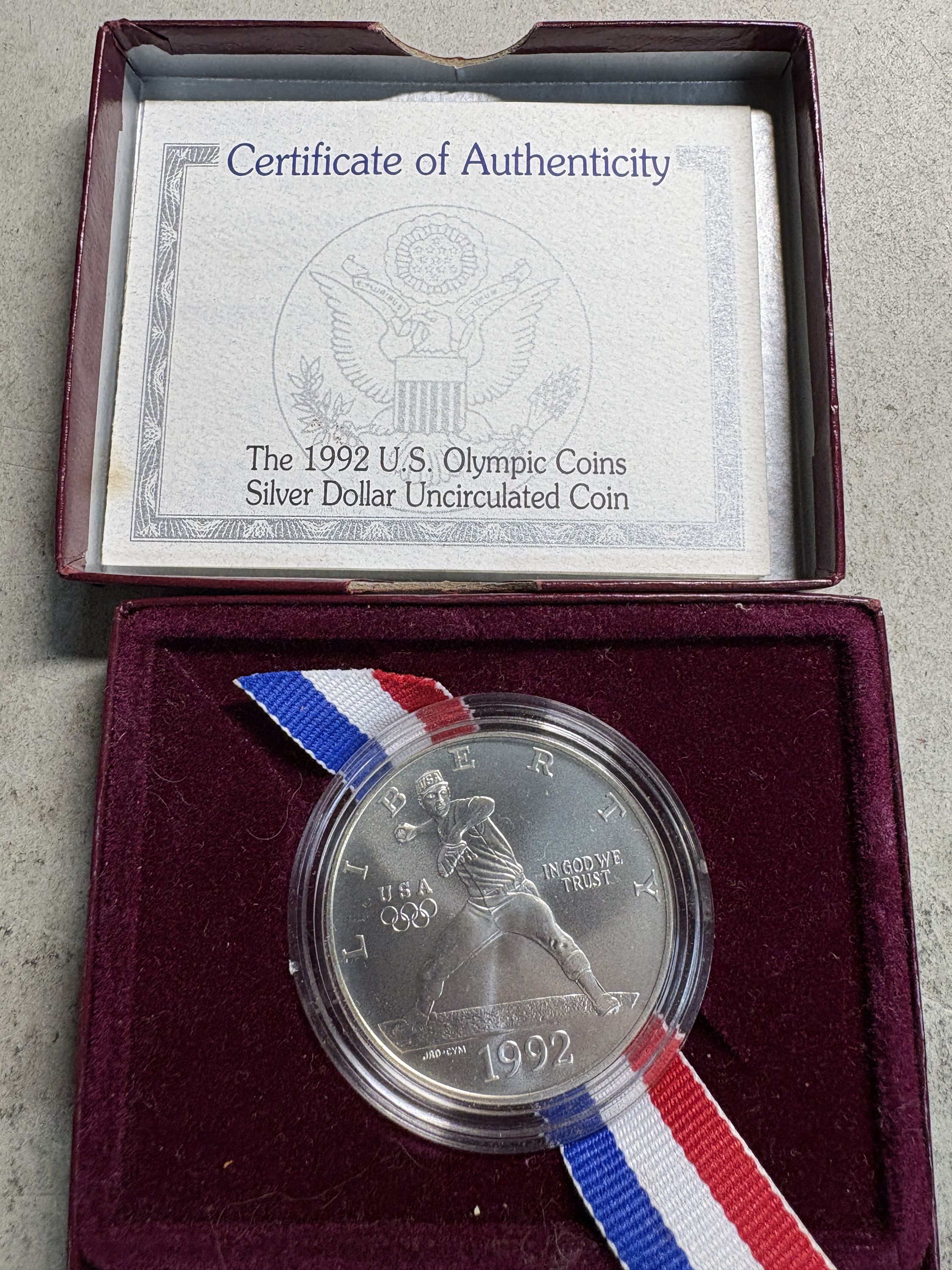 1992 Olympic Baseball Commemorative Silver Dollar Gem BU - For