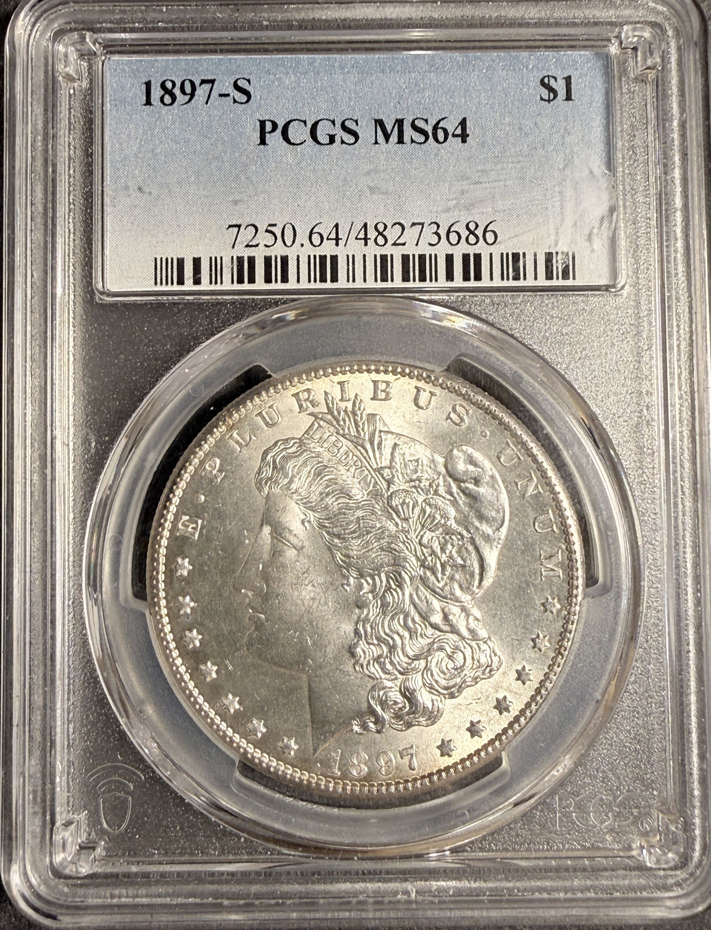 1897-S Morgan Silver Dollar, MS64 PCGS (20021) - For Sale, Buy Now