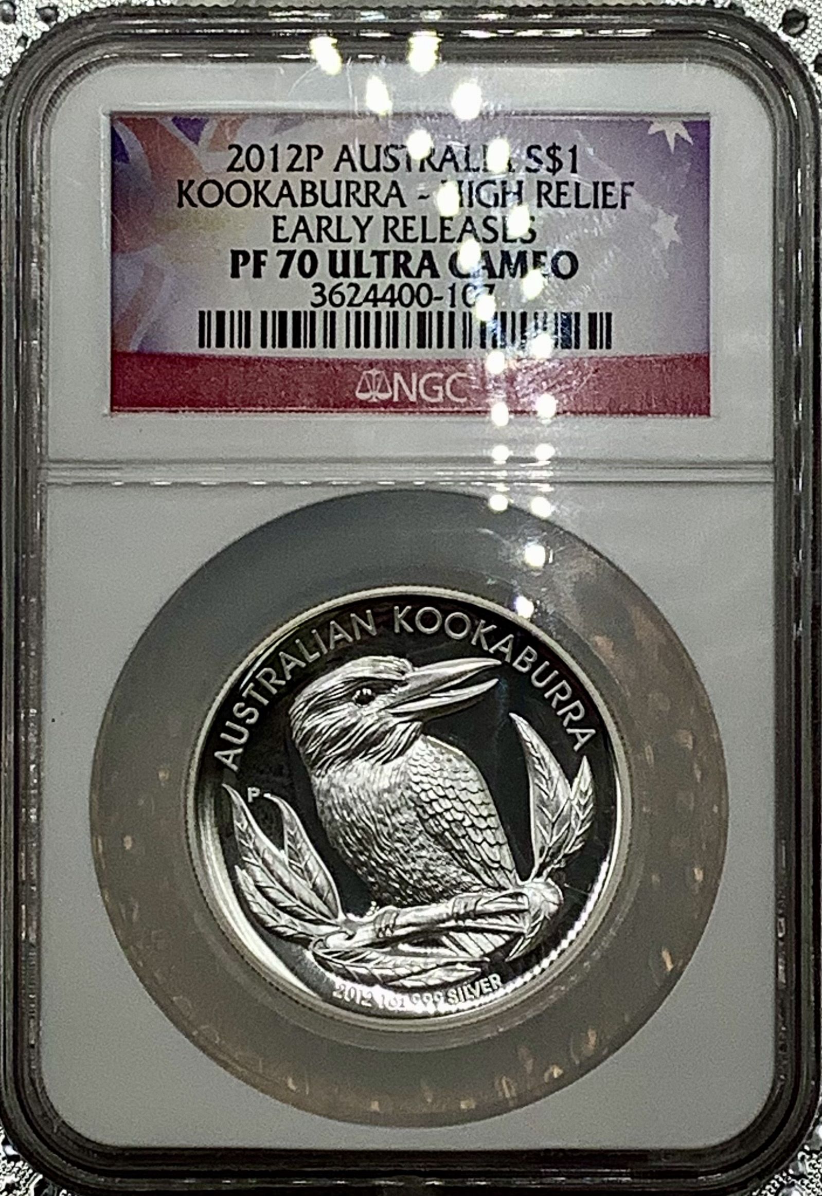 2012-P Australia 1oz .999 Silver Proof Kookaburra Hi Relief NGC