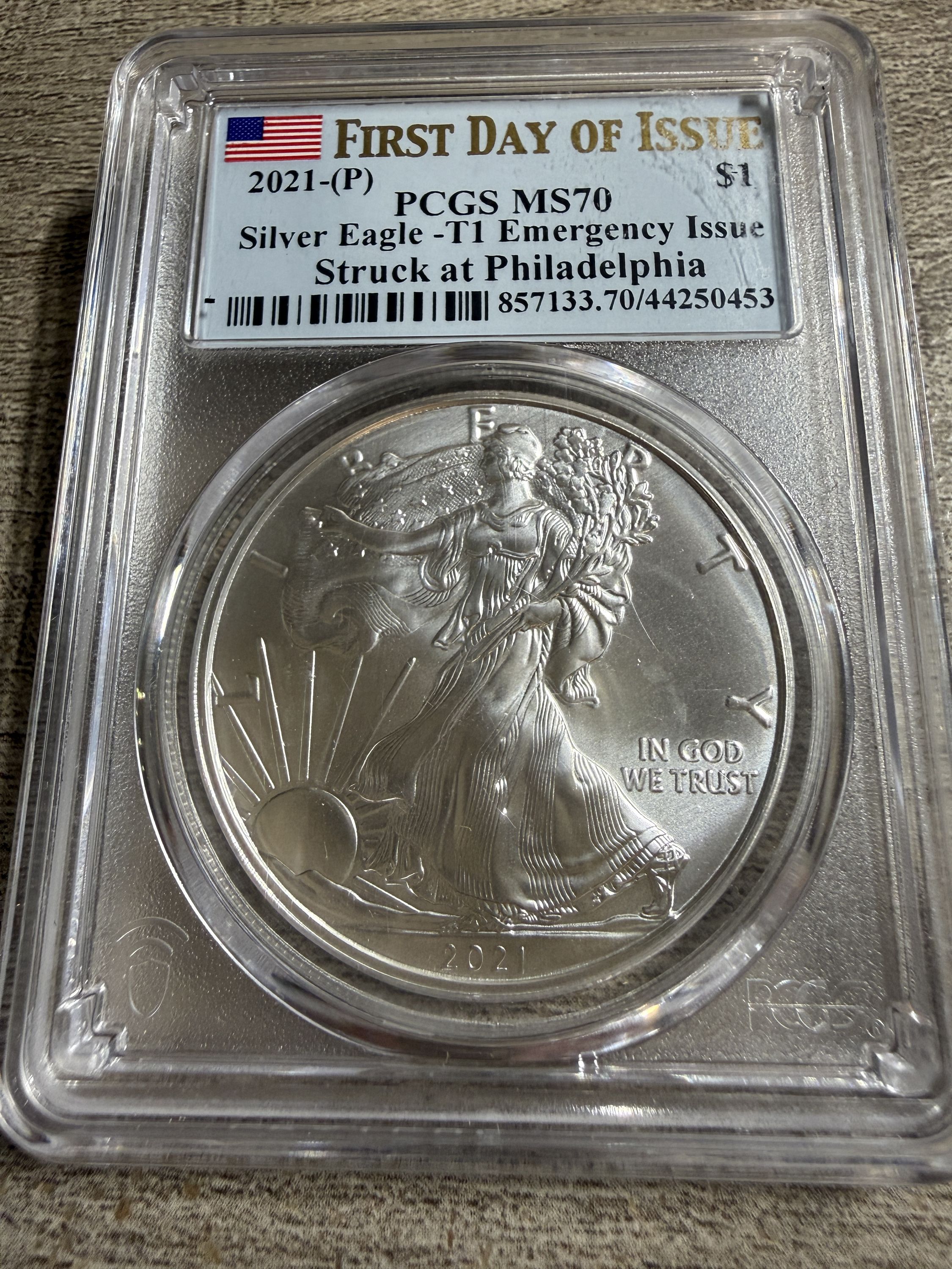 1st Day of Issue 2021 P Silver Eagle PCGS MS70 - For Sale, Buy Now