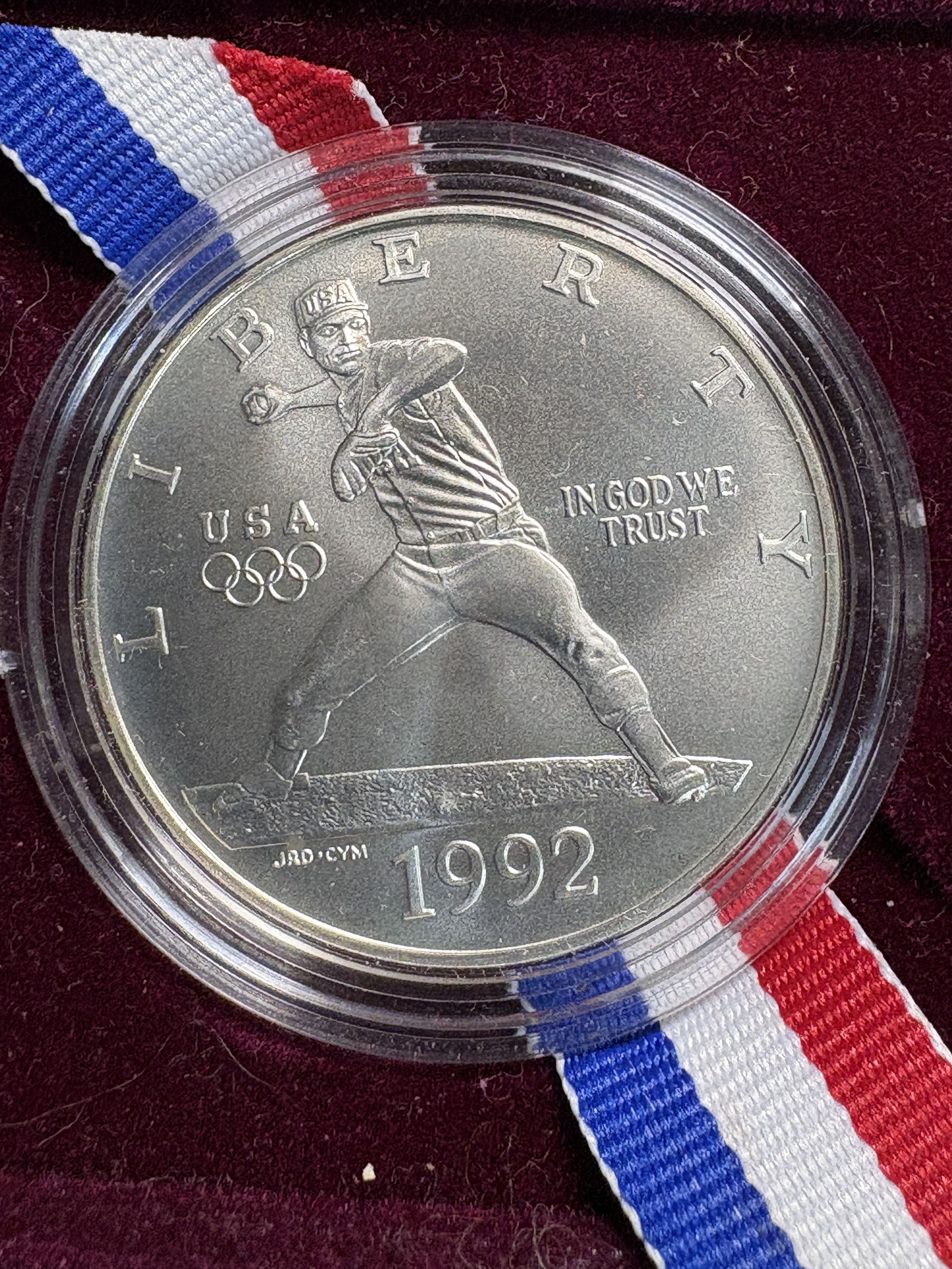 1992 Olympic Baseball Commemorative Silver Dollar Gem BU - For