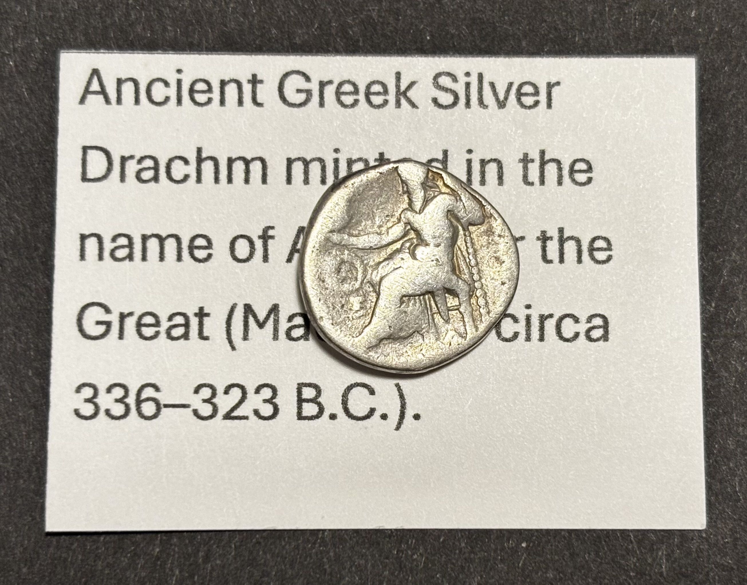 Ancient Greeks silver drachm minted in Macedon Alexander, the