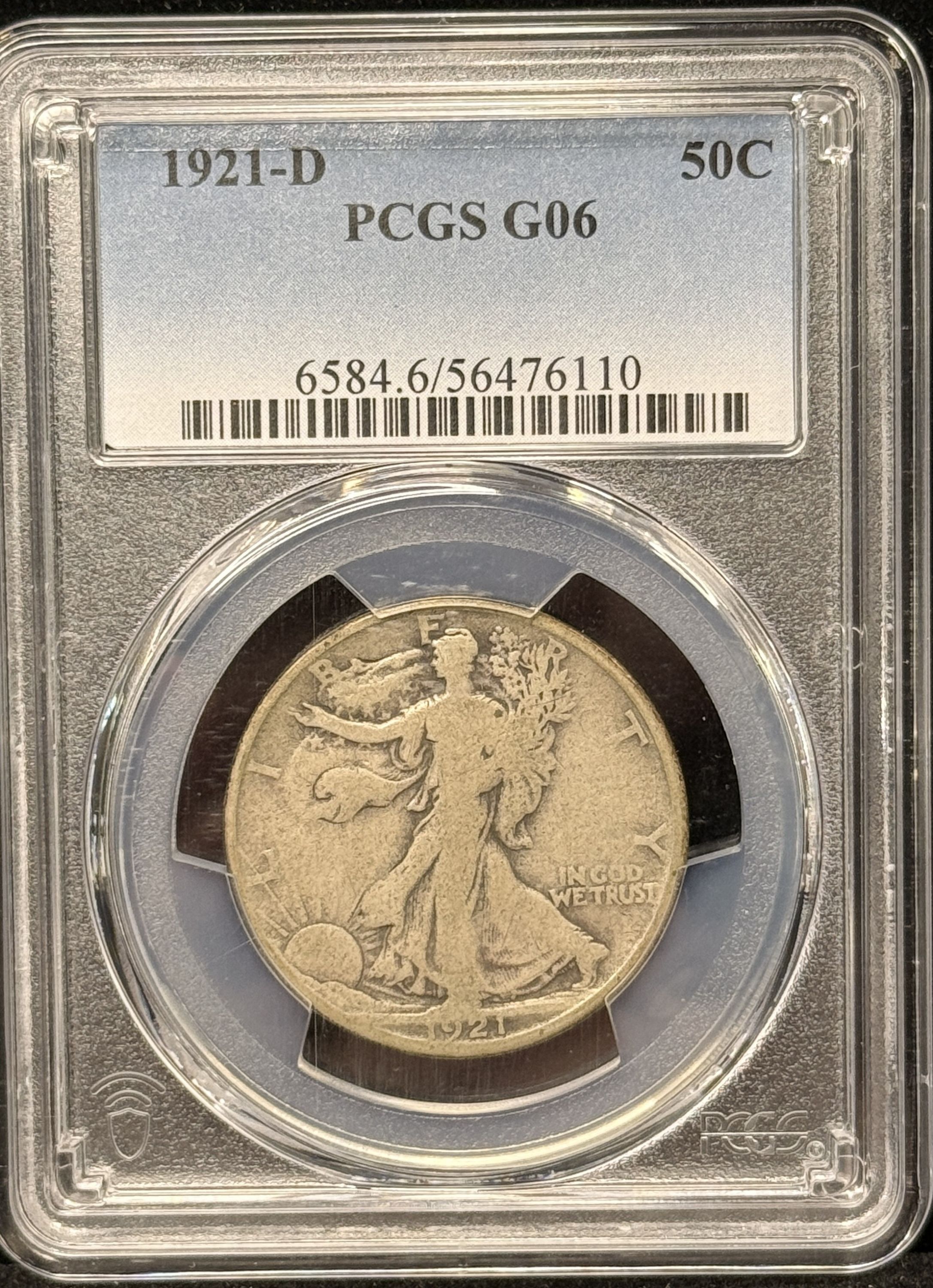 1921 D Walking Liberty Half Dollar, G06 PCGS (25838) – For Sale