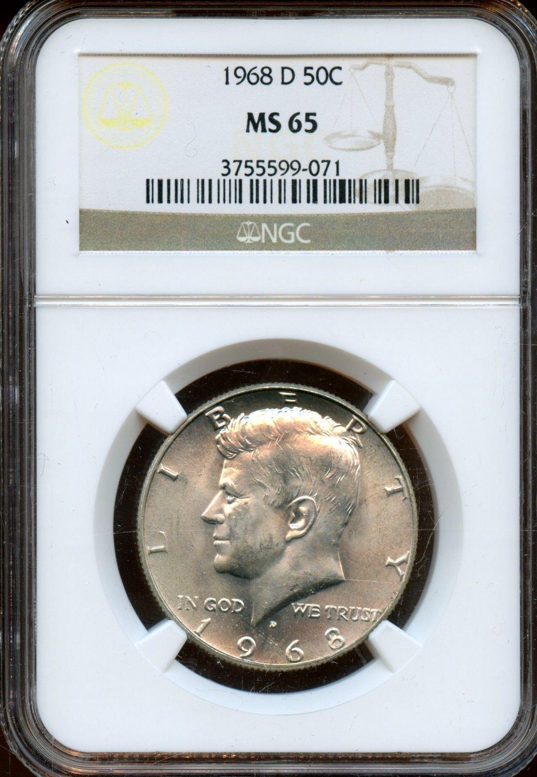 1969-D 50C KENNEDY HALF DOLLAR, NGC GRADED MS-65, BRIGHT LUSTER COIN IN The Slab - Foto 5