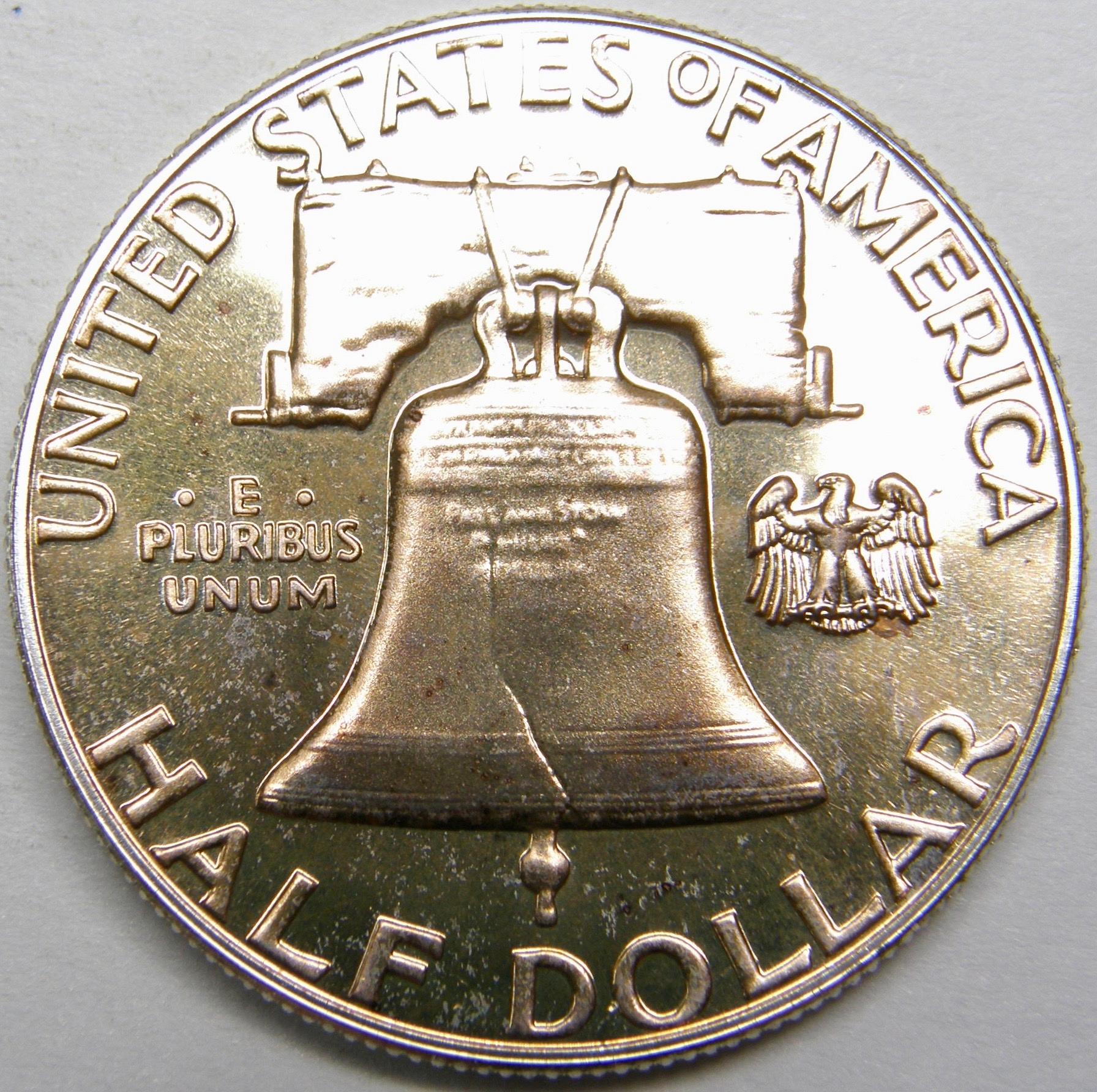 1962 P Franklin Half Dollar 6 PROOF GOLDEN TONED For Sale Buy Now