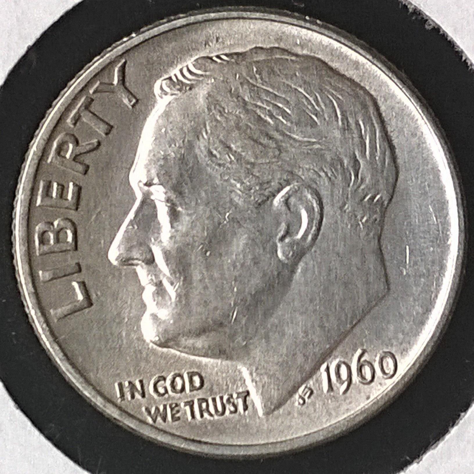 90/% silver from OBW Bank BU Roll 1960-P Roosevelt Dime