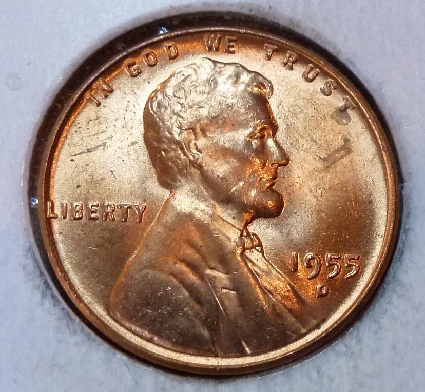 1955-D DENVER MINT UNCIRCULATED RED LINCOLN WHEAT CENT