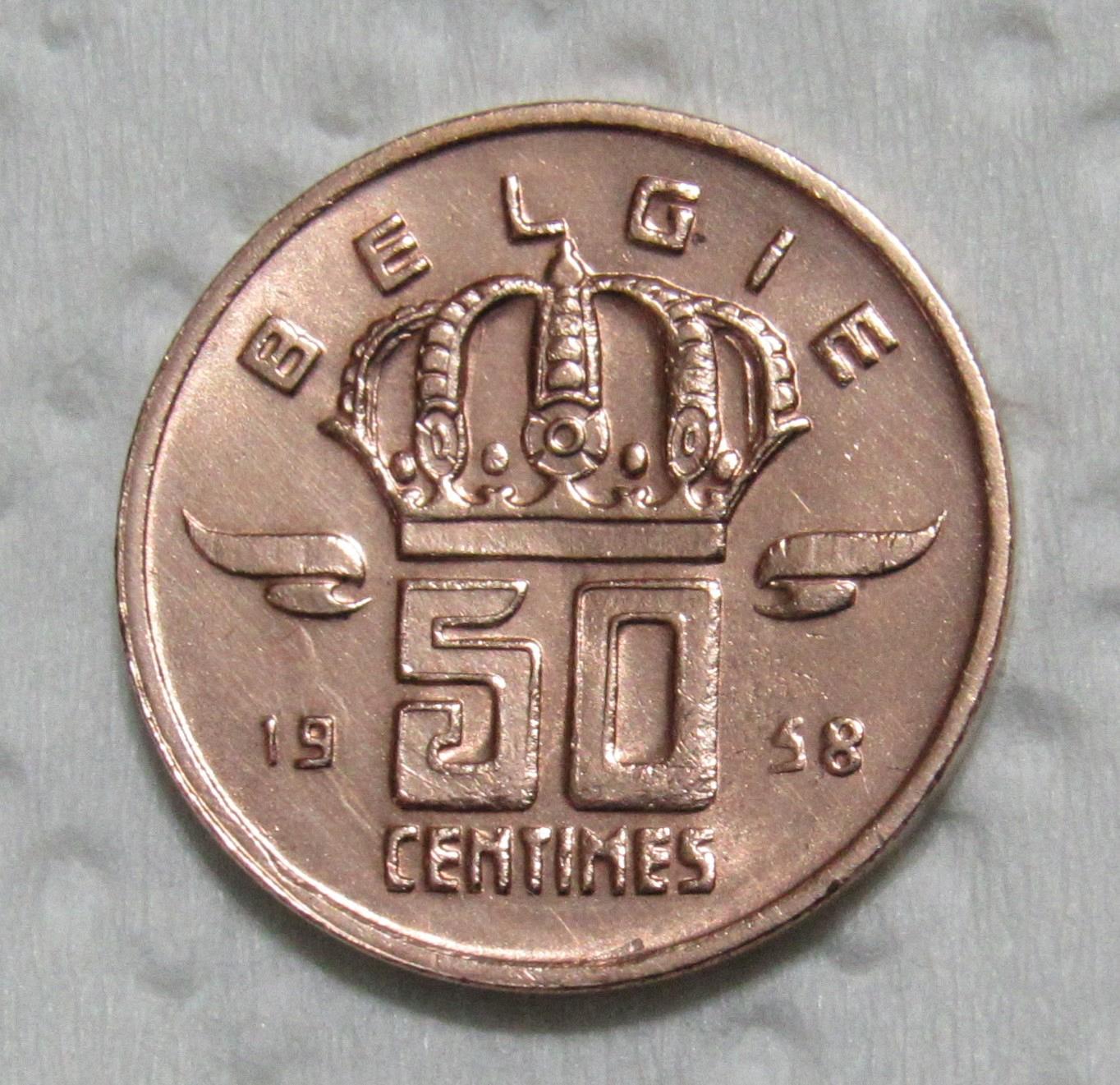 1958 Belgium 50 Centimes - For Sale, Buy Now Online - Item #321135