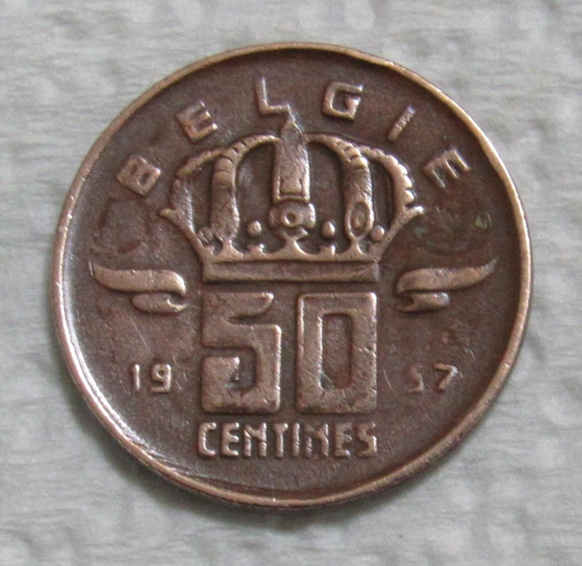 1957 Belgium 50 Centimes - For Sale, Buy Now Online - Item #323686
