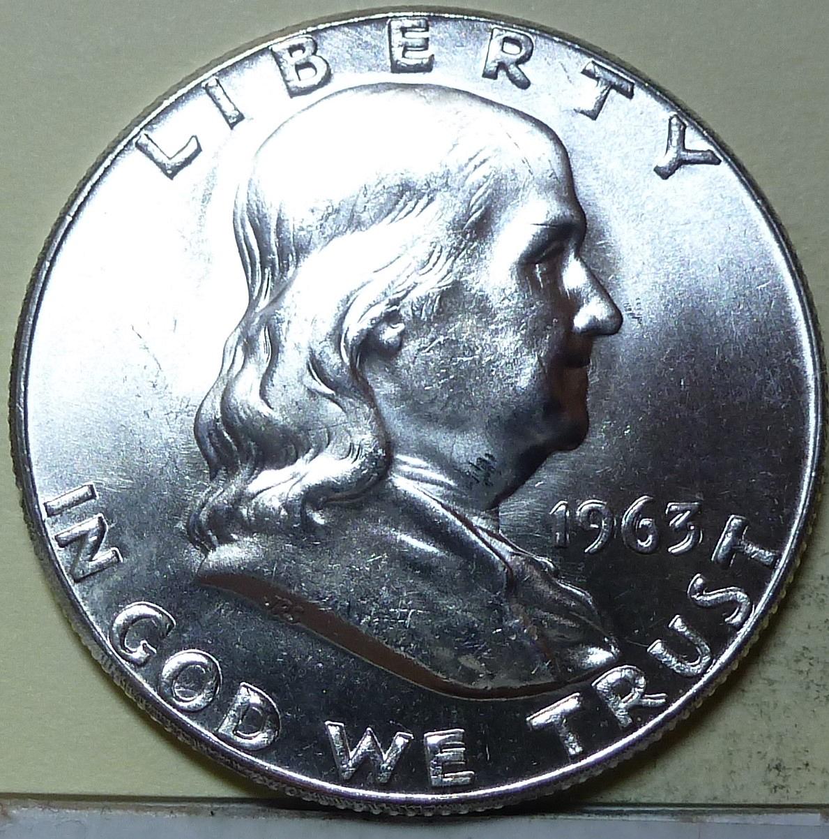 1963 P Gem BU Franklin Half Dollar With Full Bell Lines S 118 For