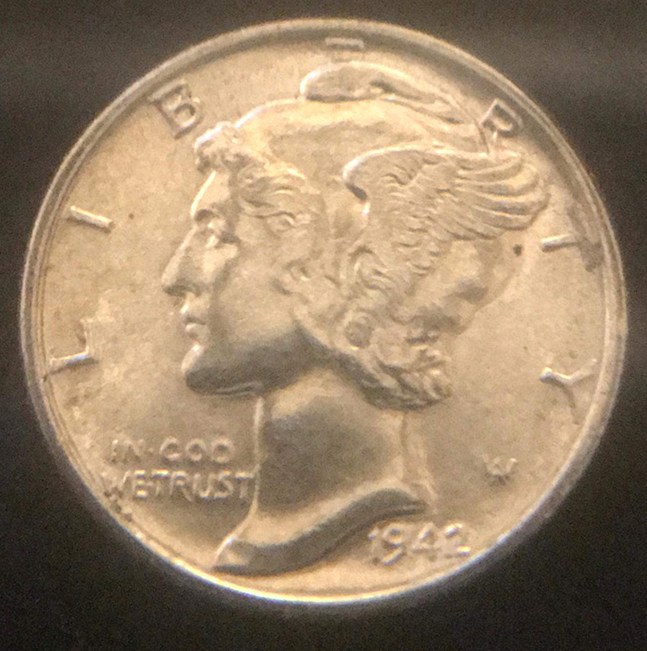 1942 Mercury Dimes Winged Liberty Silver Dime B-1 - For Sale, Buy Now ...