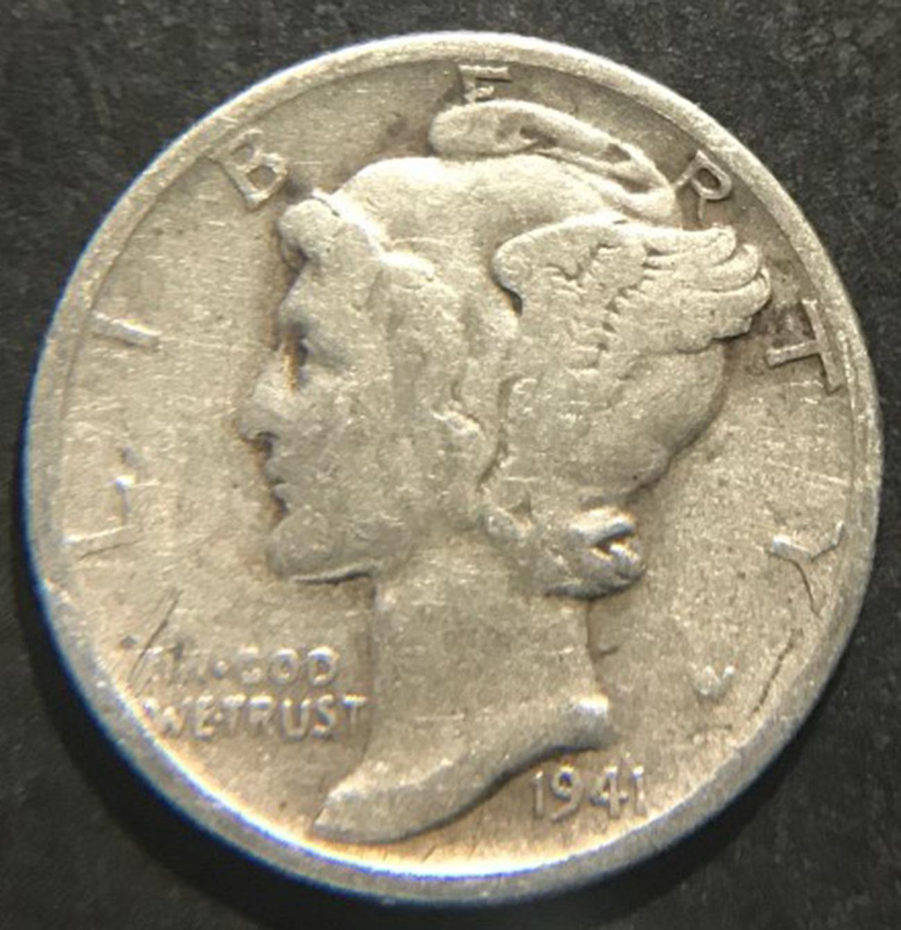 1941 Mercury Dimes Winged Liberty Silver Dime V2P10R4
